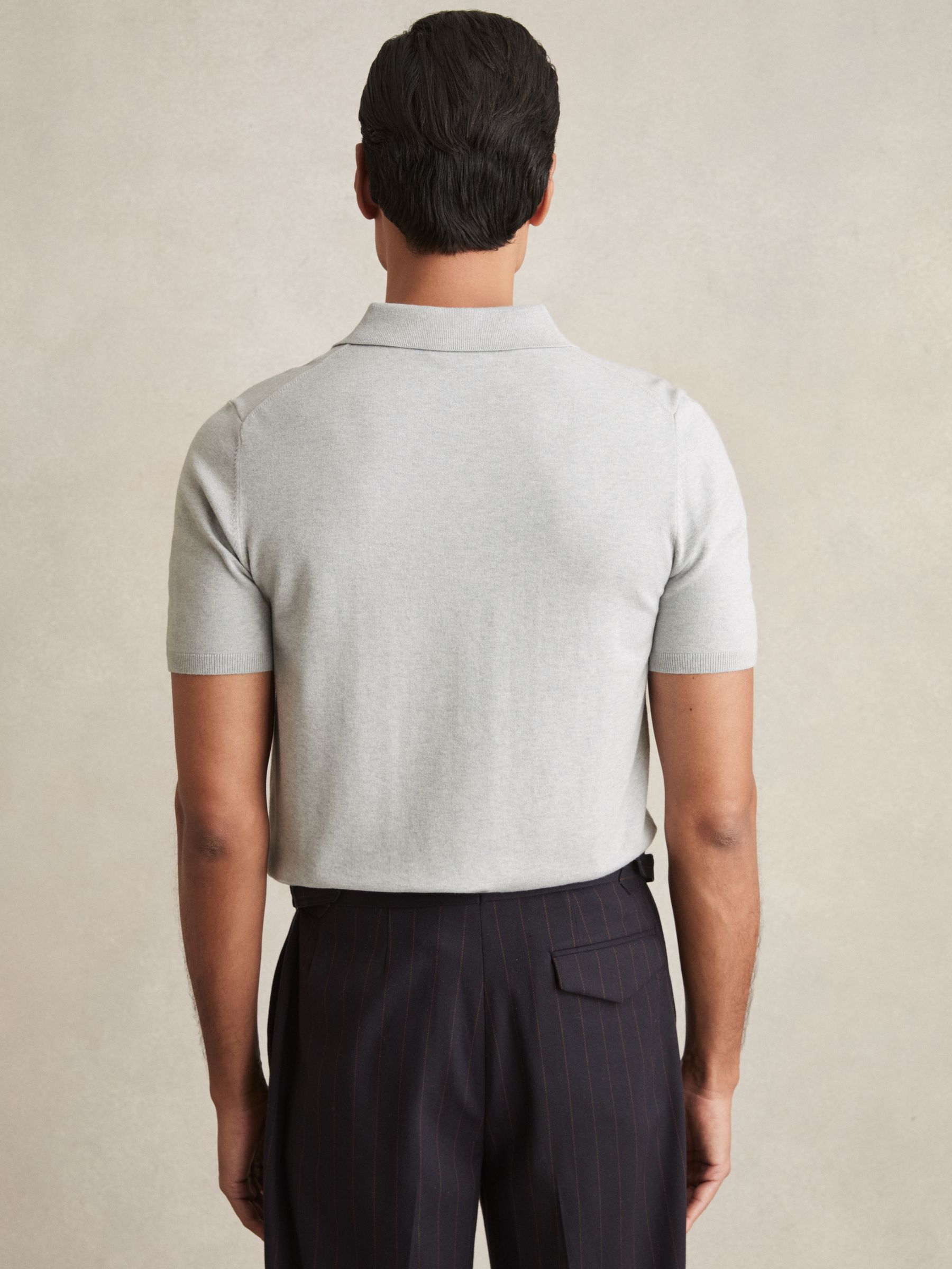 Contrast Placket Polo Shirt With Cotton in Washed Sage Green - Image 4 of 5