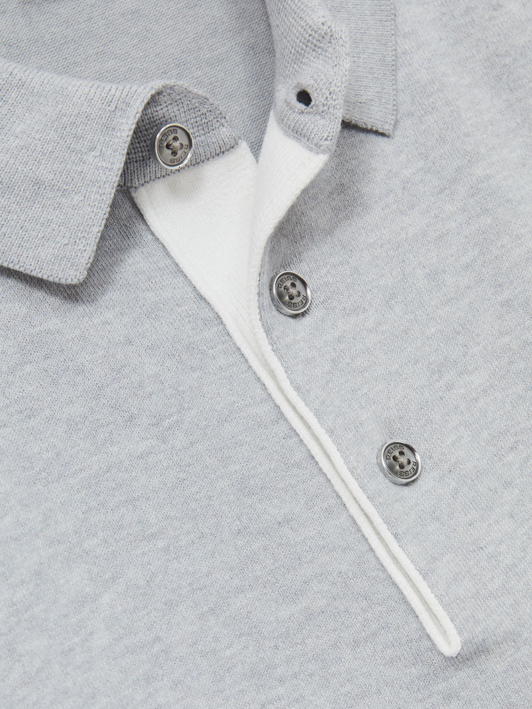 Contrast Placket Polo Shirt With Cotton in Washed Sage Green - Image 5 of 5