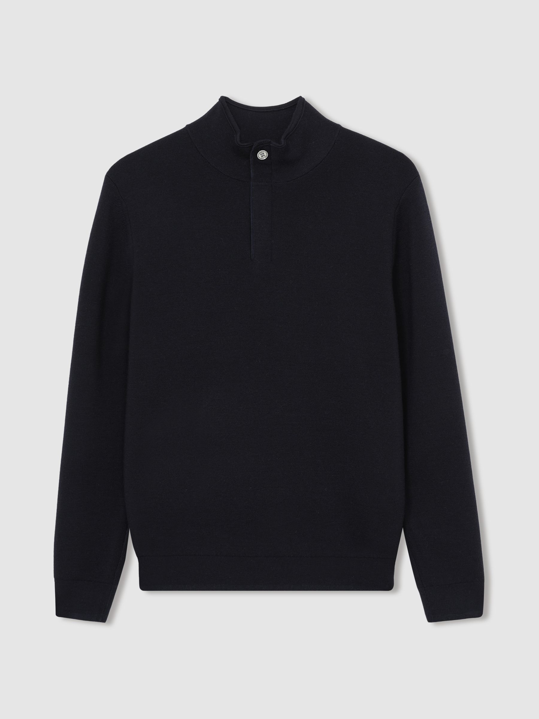 Merino Wool Half-Zip Jumper in Navy - Image 2 of 6