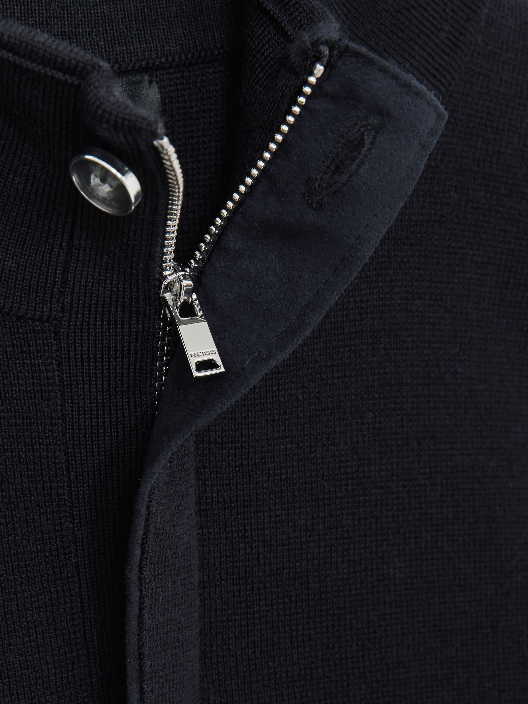 Merino Wool Half-Zip Jumper in Navy - Image 6 of 6