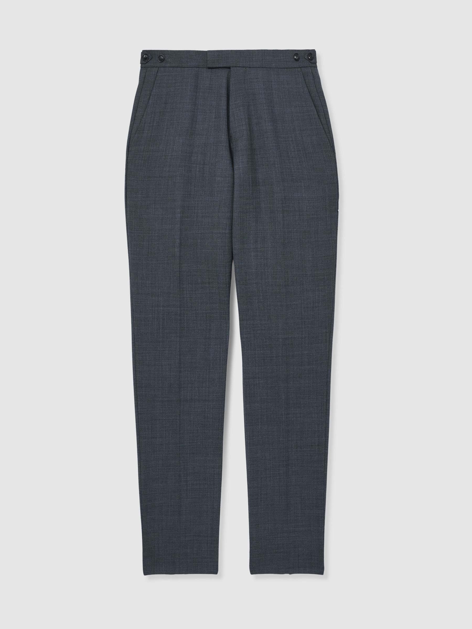 Slim-Fit Sharkskin Suit Trousers Wool-Blend in Airforce Blue - Image 3 of 10