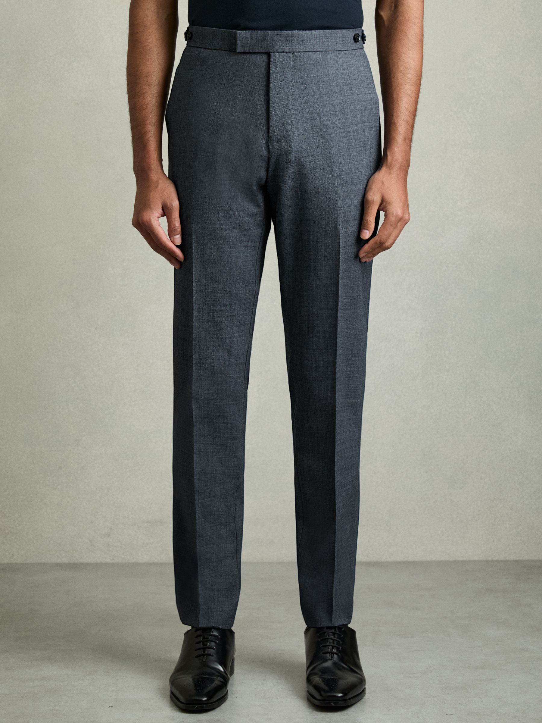 Slim-Fit Sharkskin Suit Trousers Wool-Blend in Airforce Blue - image 5