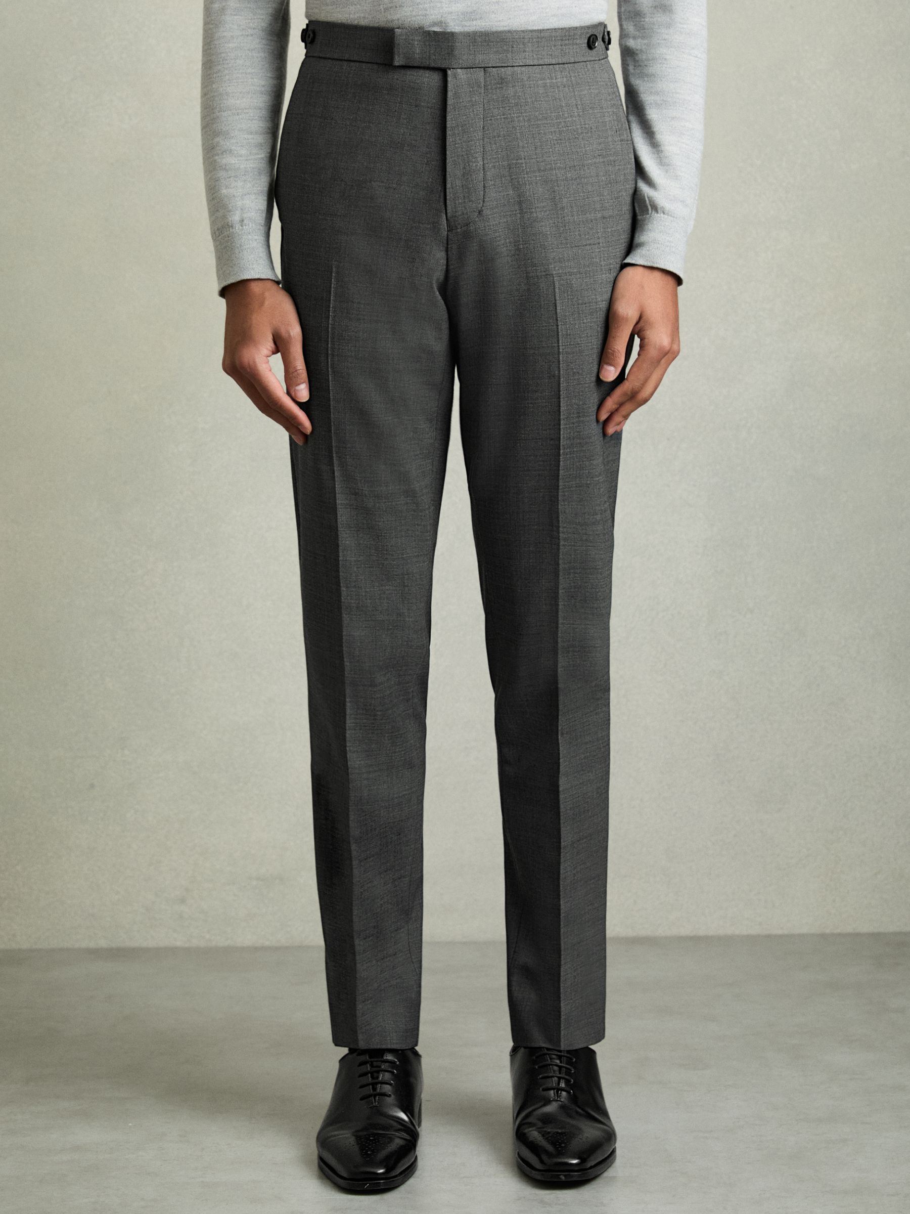 Slim-Fit Sharkskin Suit Trousers Wool-Blend in Charcoal Grey - Image 3 of 9