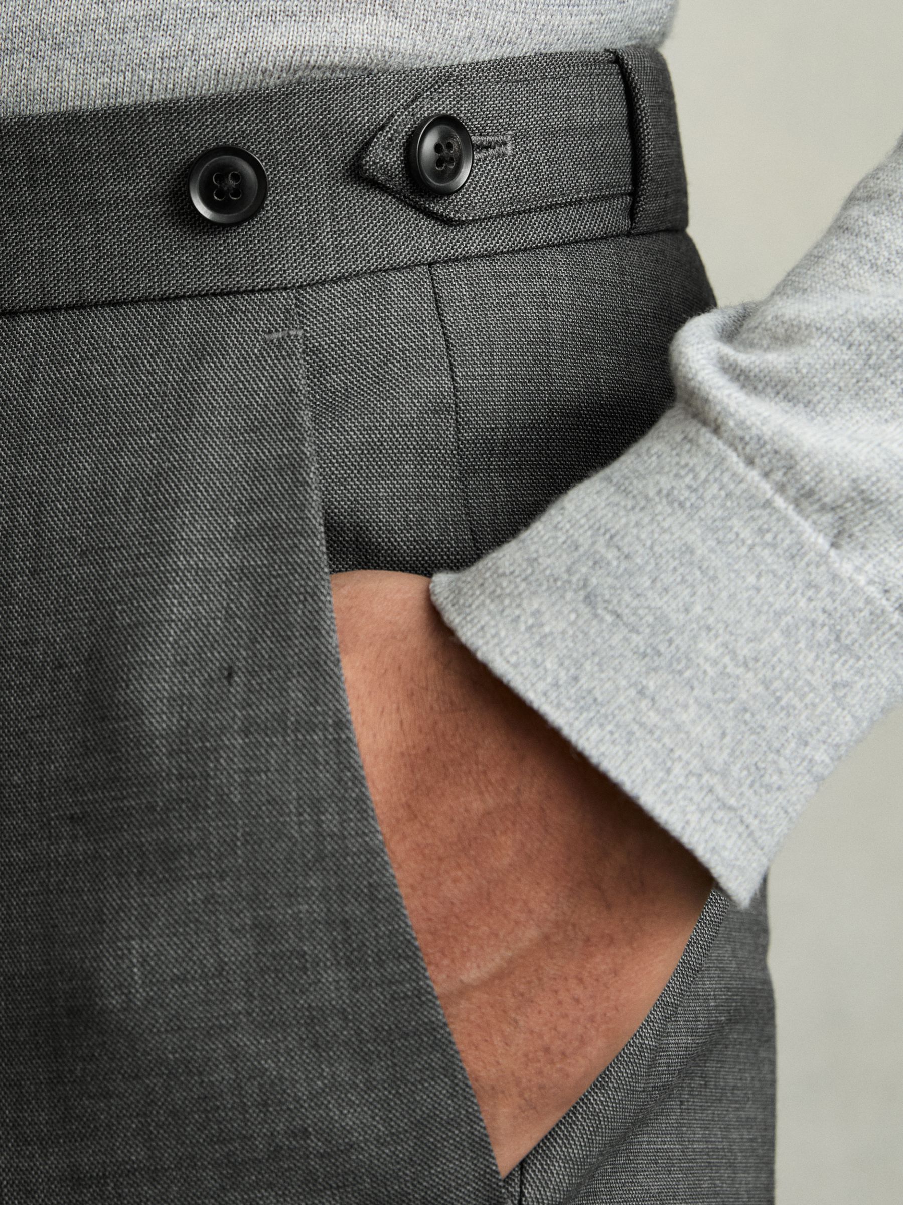 Slim-Fit Sharkskin Suit Trousers Wool-Blend in Charcoal Grey - Image 5 of 9