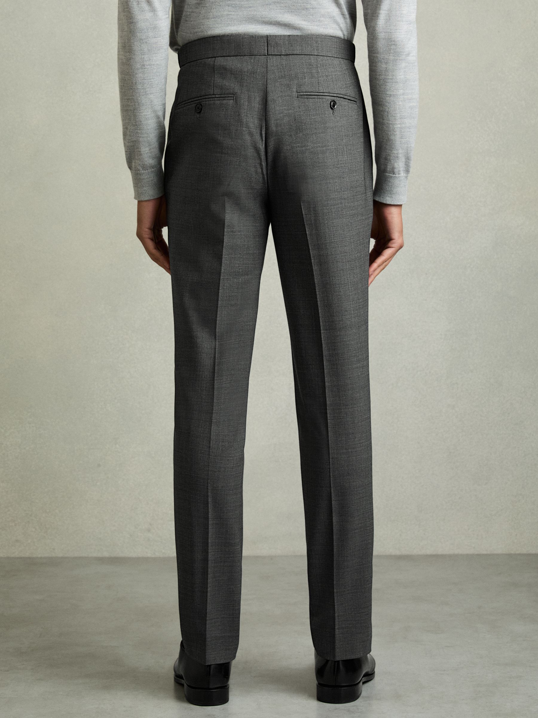 Slim-Fit Sharkskin Suit Trousers Wool-Blend in Charcoal Grey - Image 6 of 9