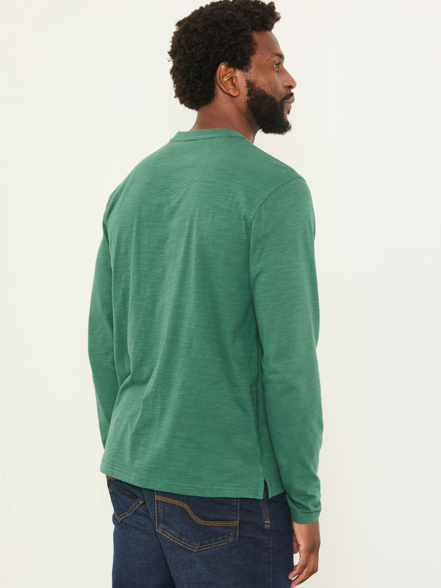 Henley Emerald Green Long Sleeve Woodside Slub - Image 2 of 5