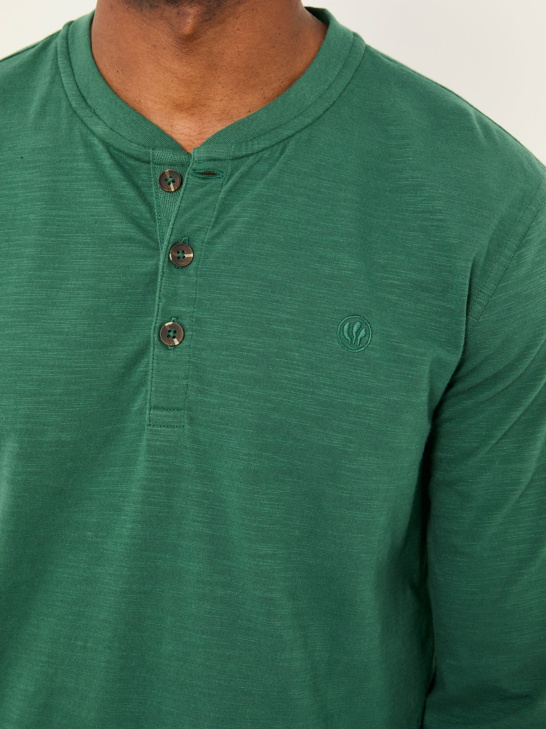 Henley Emerald Green Long Sleeve Woodside Slub - Image 4 of 5