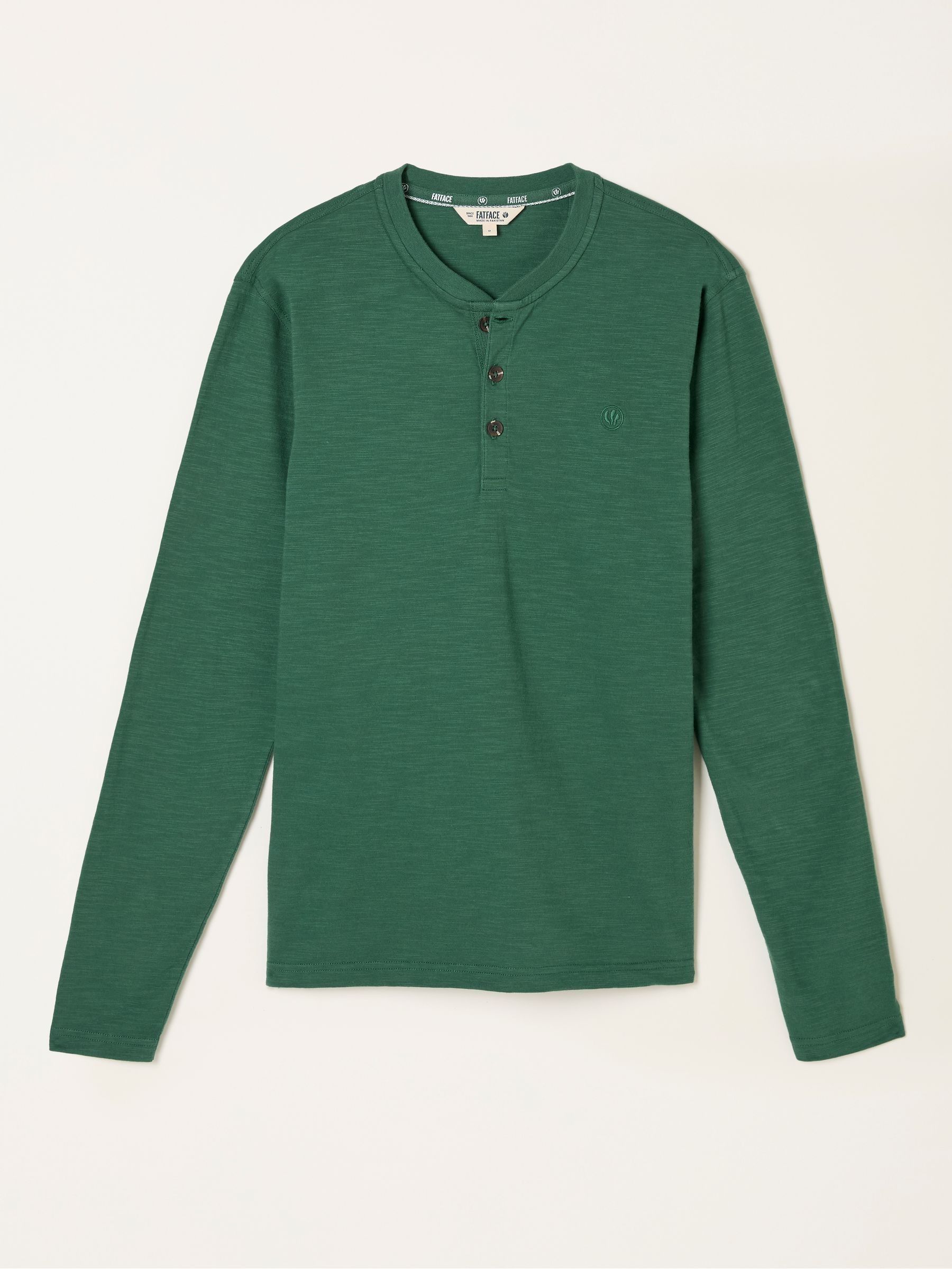 Henley Emerald Green Long Sleeve Woodside Slub - Image 5 of 5