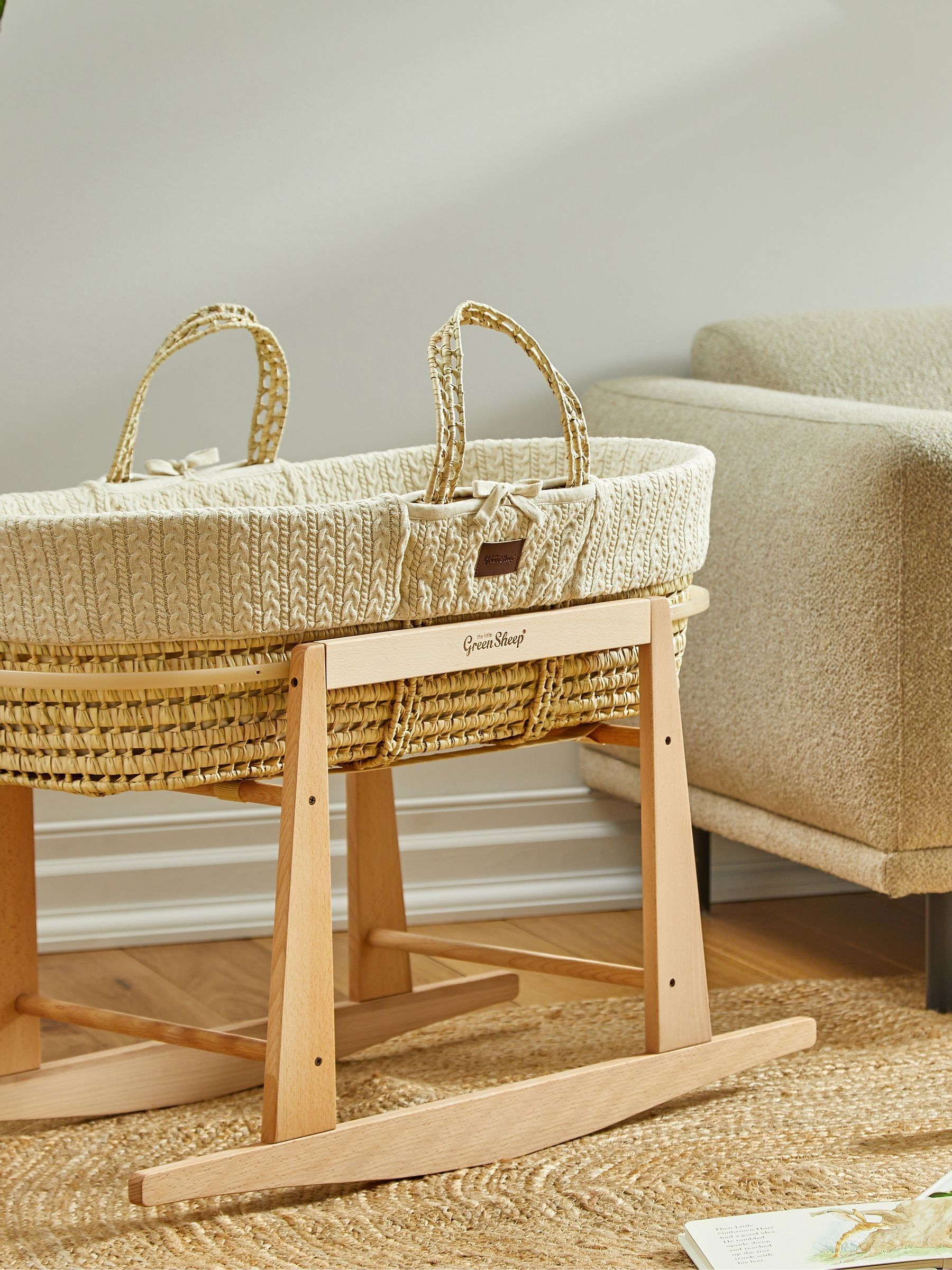 The Little Green Sheep Natural Rocking Moses Basket Stand - Image 1 of 2