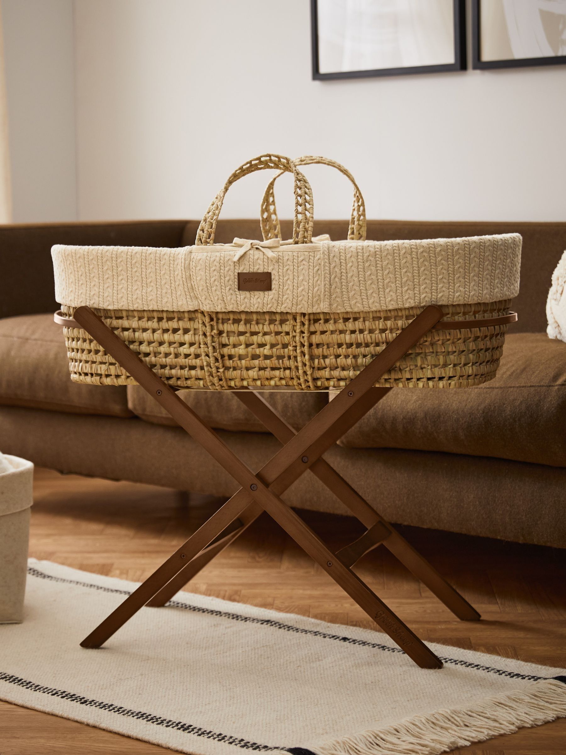 The Little Green Sheep Walnut Foldable Moses Basket Stand - Image 1 of 2