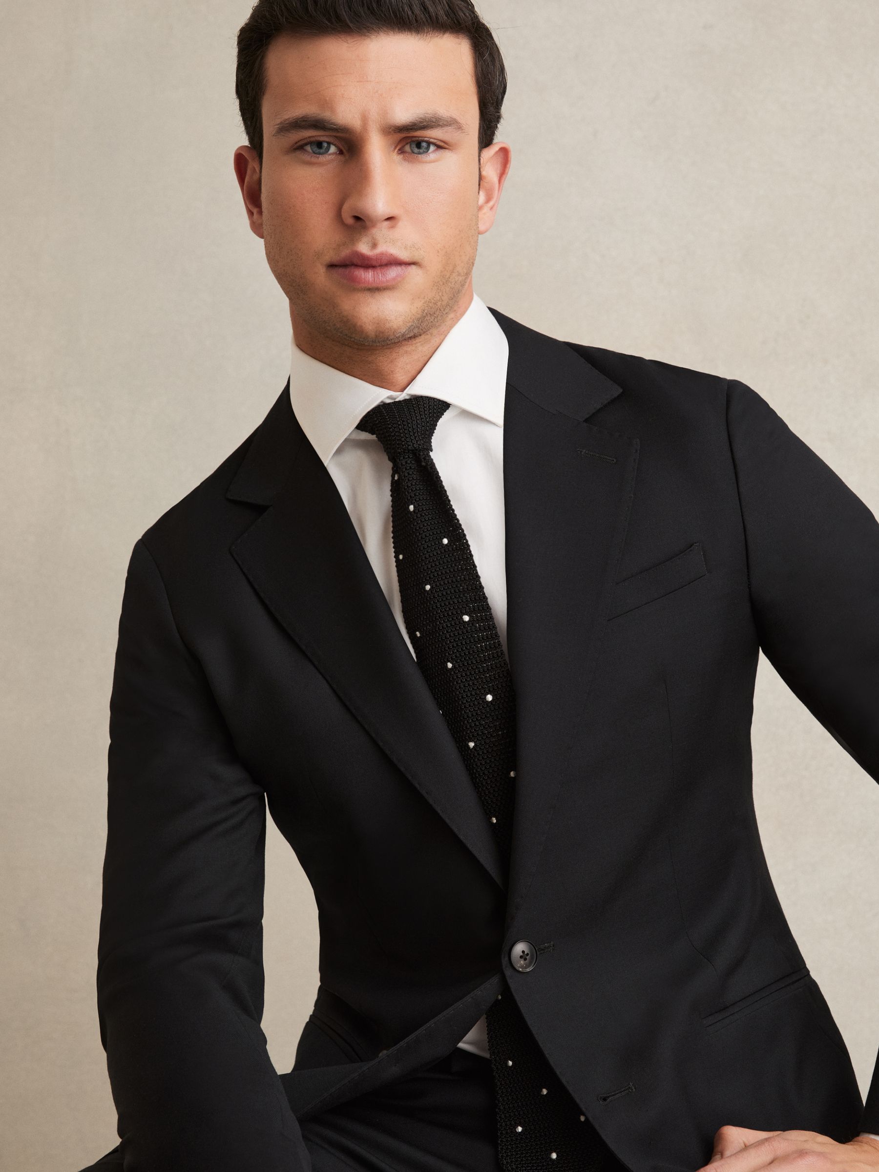 Cotton Satin Cutaway Collar Shirt in White - Image 3 of 6