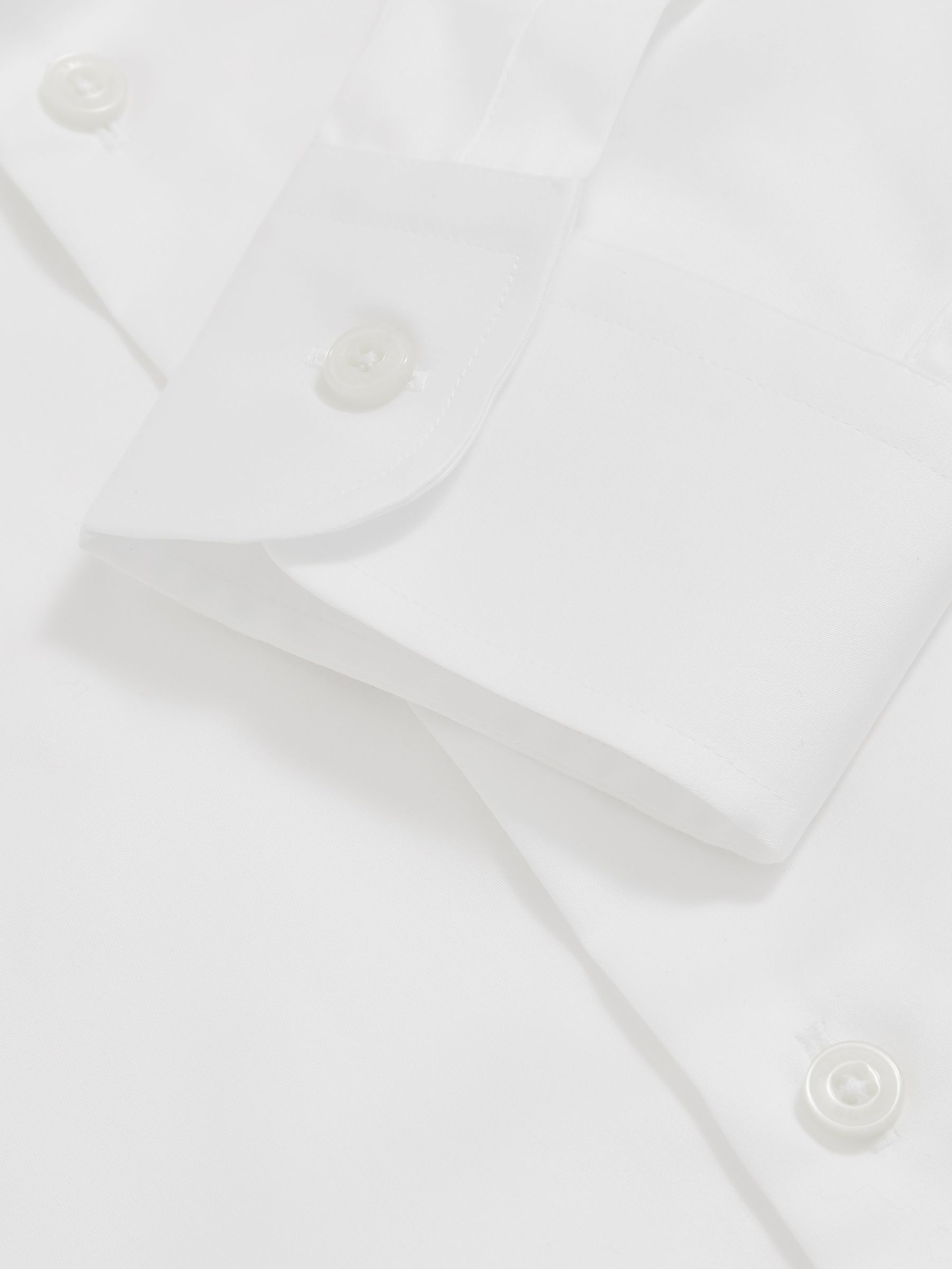 Cotton Satin Cutaway Collar Shirt in White - Image 6 of 6