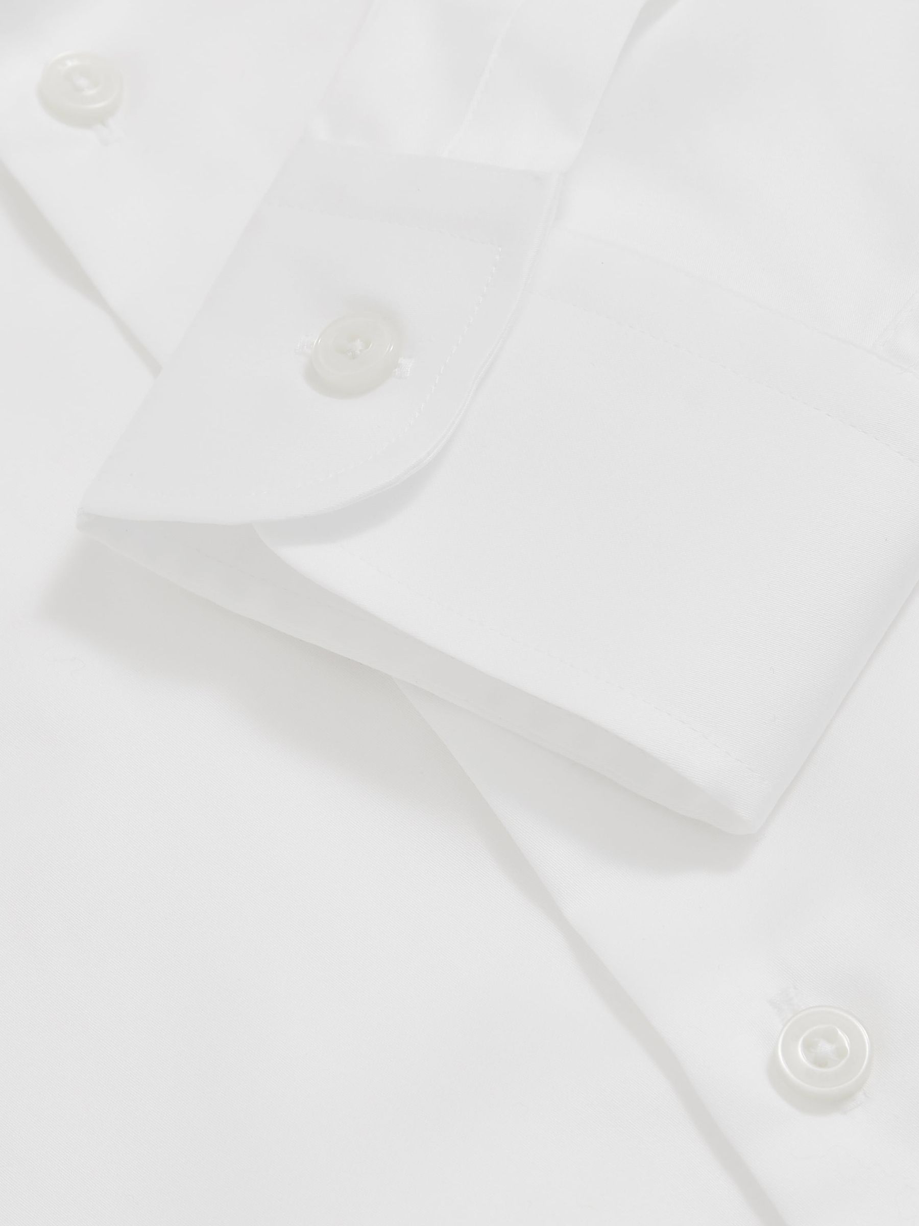 Regular Fit Cotton-Satin Cutaway-Collar Shirt in White - Image 7 of 7