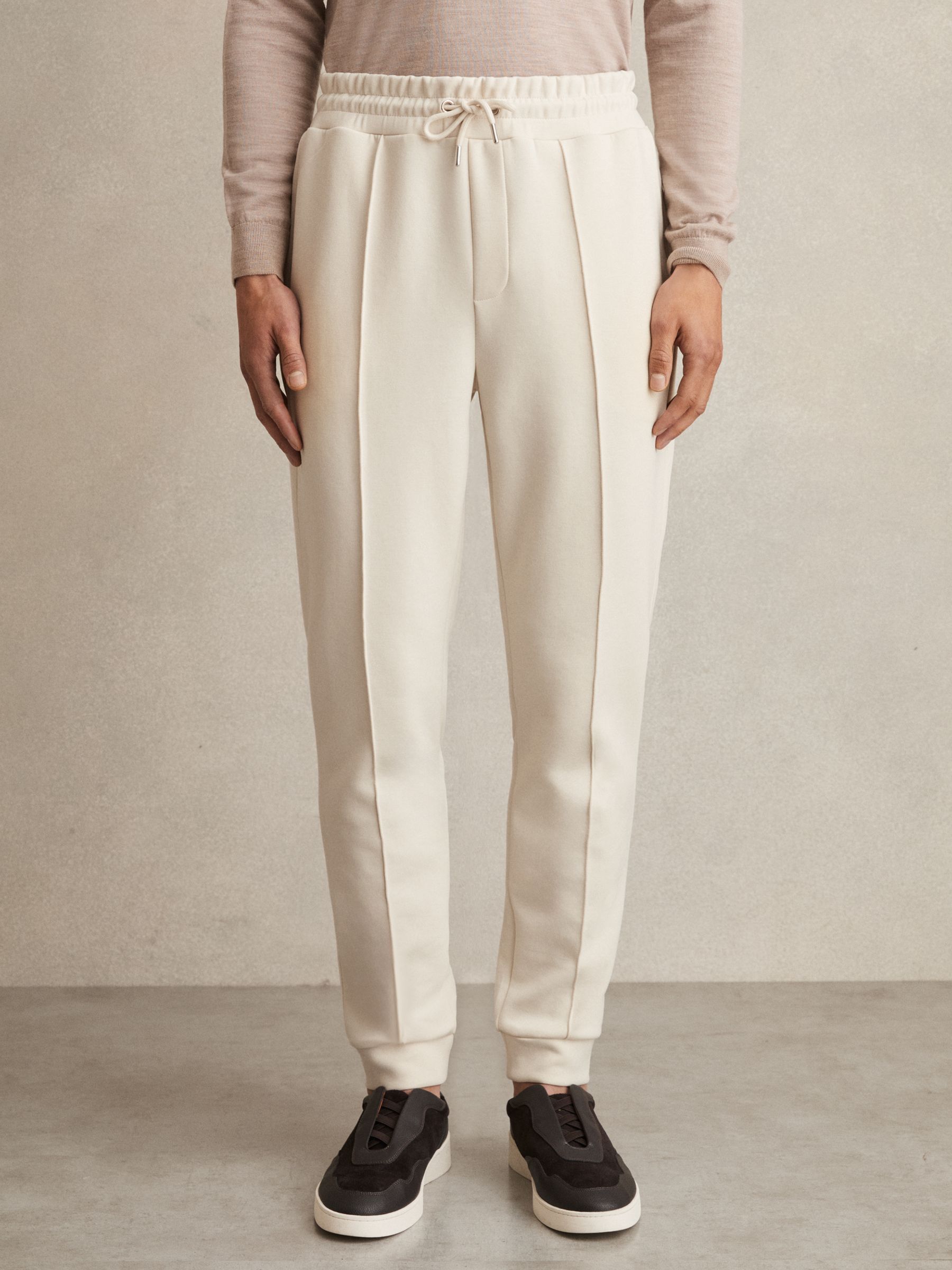 Drawstring Jersey Joggers in Off White - image 5