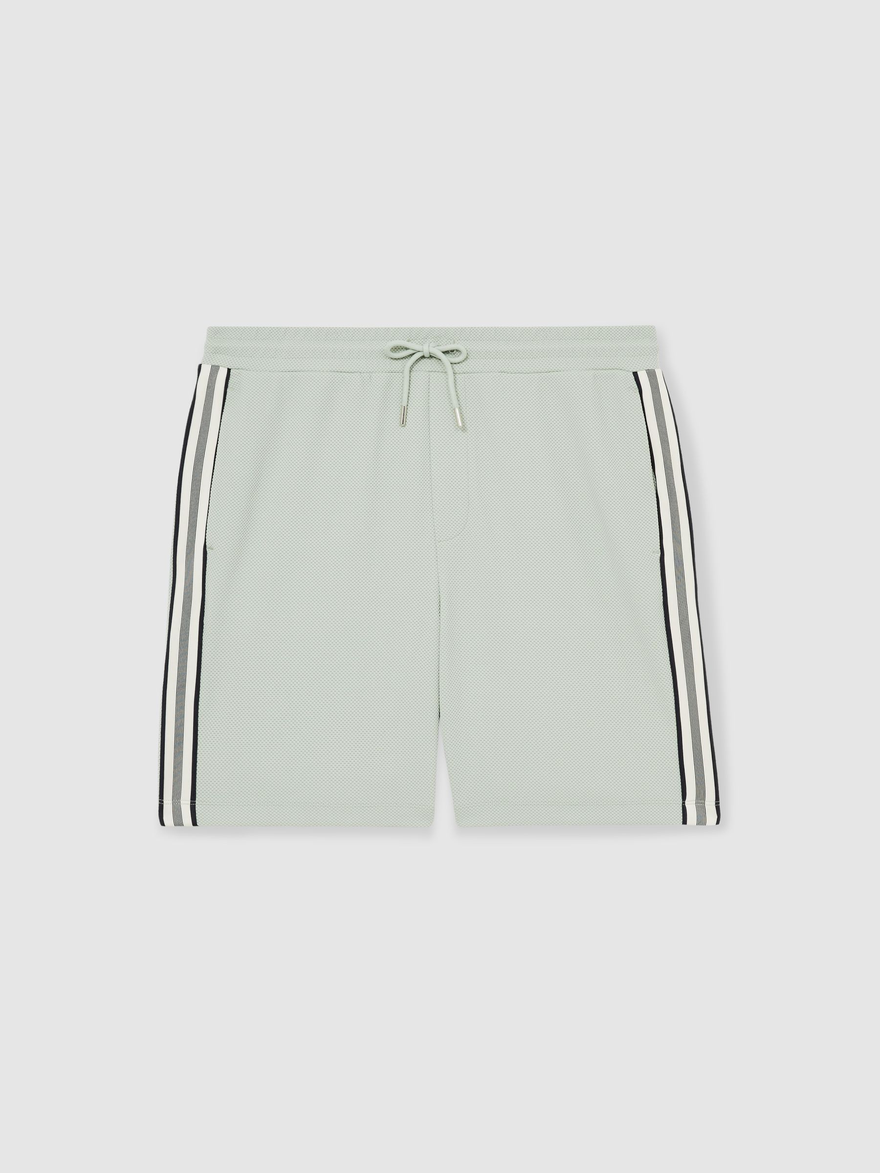 Textured Tape Drawstring Shorts in Sage Green - Image 2 of 7