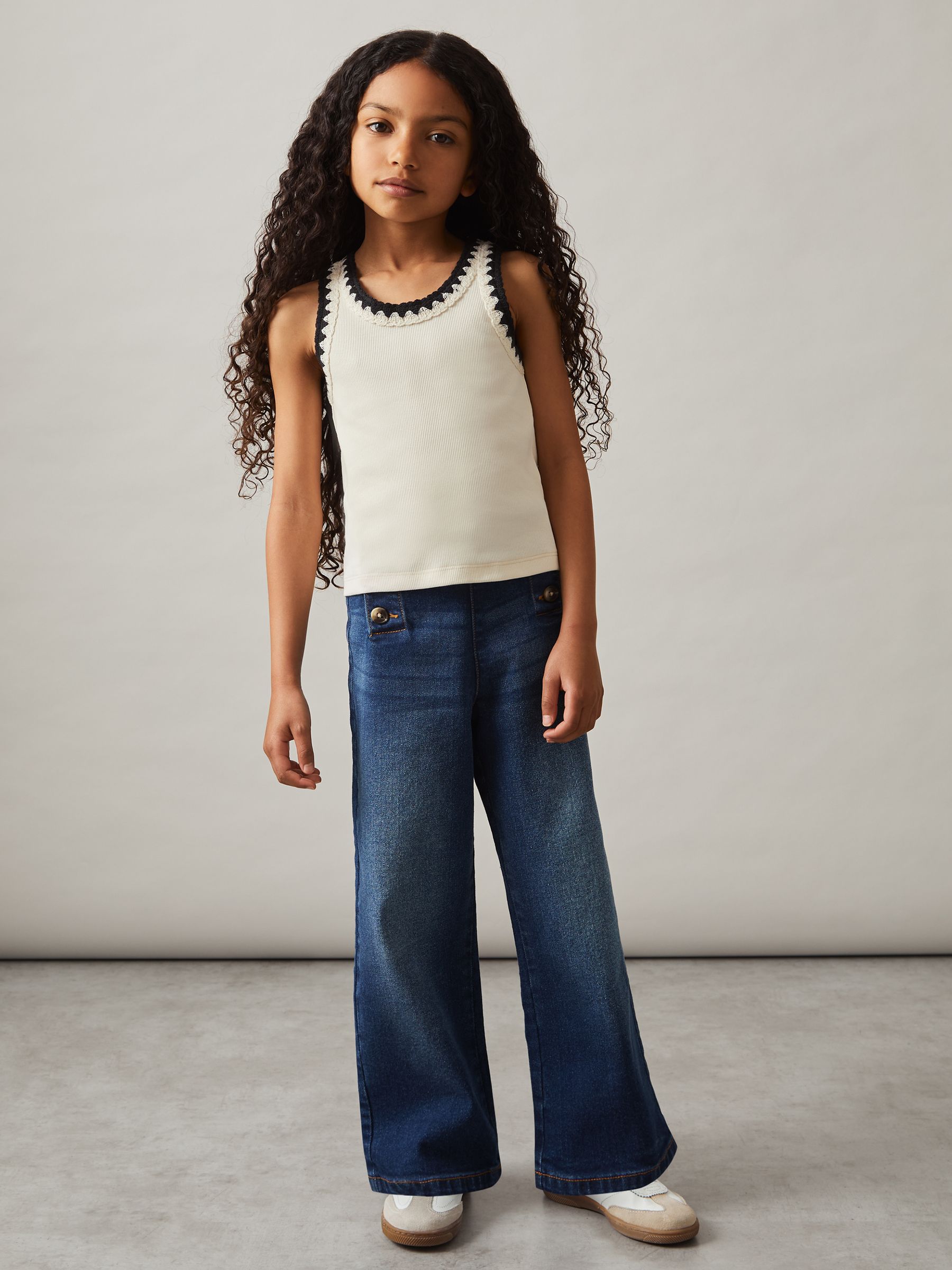 4-9 yrs Cotton Crochet-Trim Vest in Ivory - Image 1 of 4