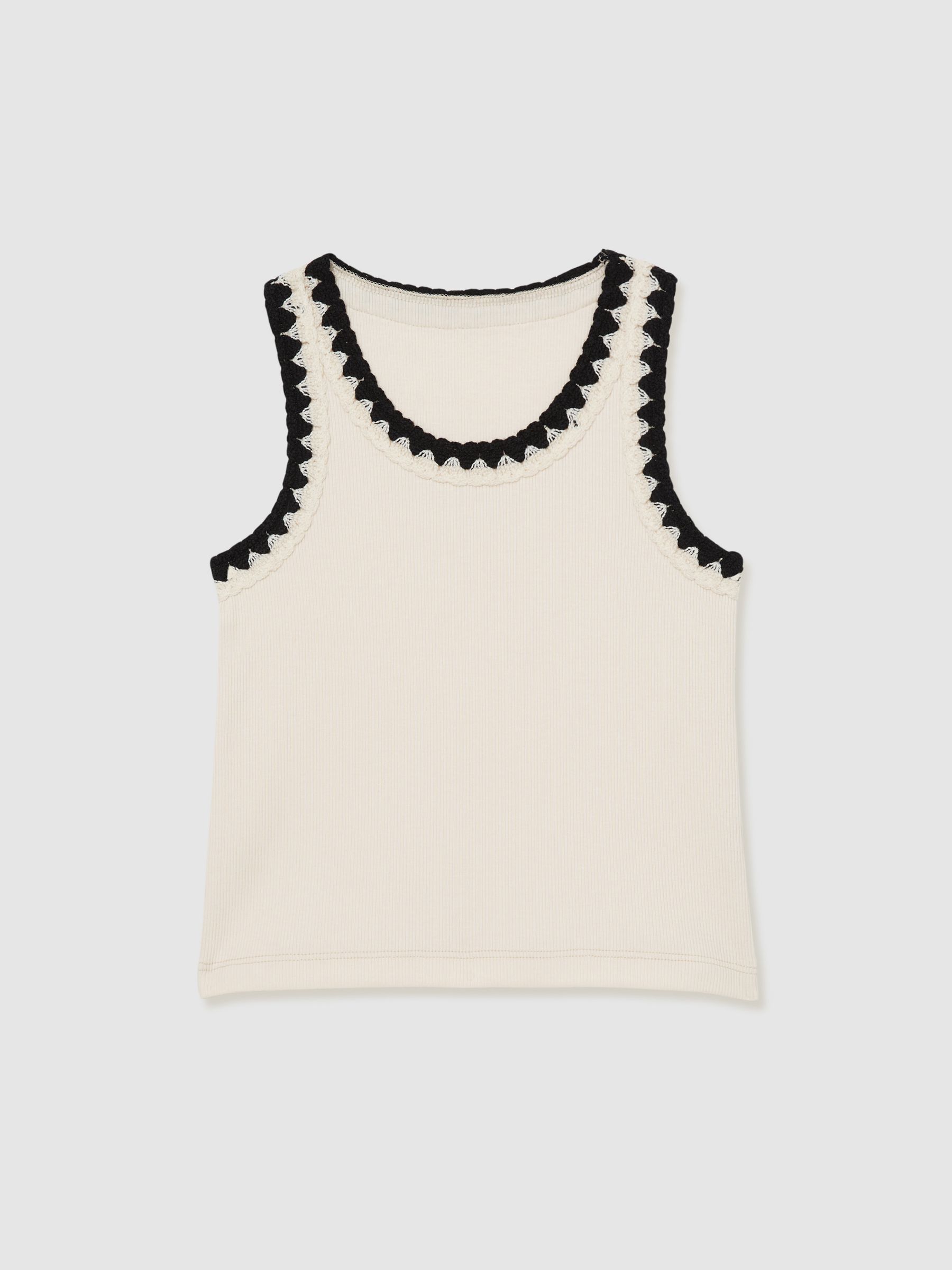 4-9 yrs Cotton Crochet-Trim Vest in Ivory - Image 2 of 4