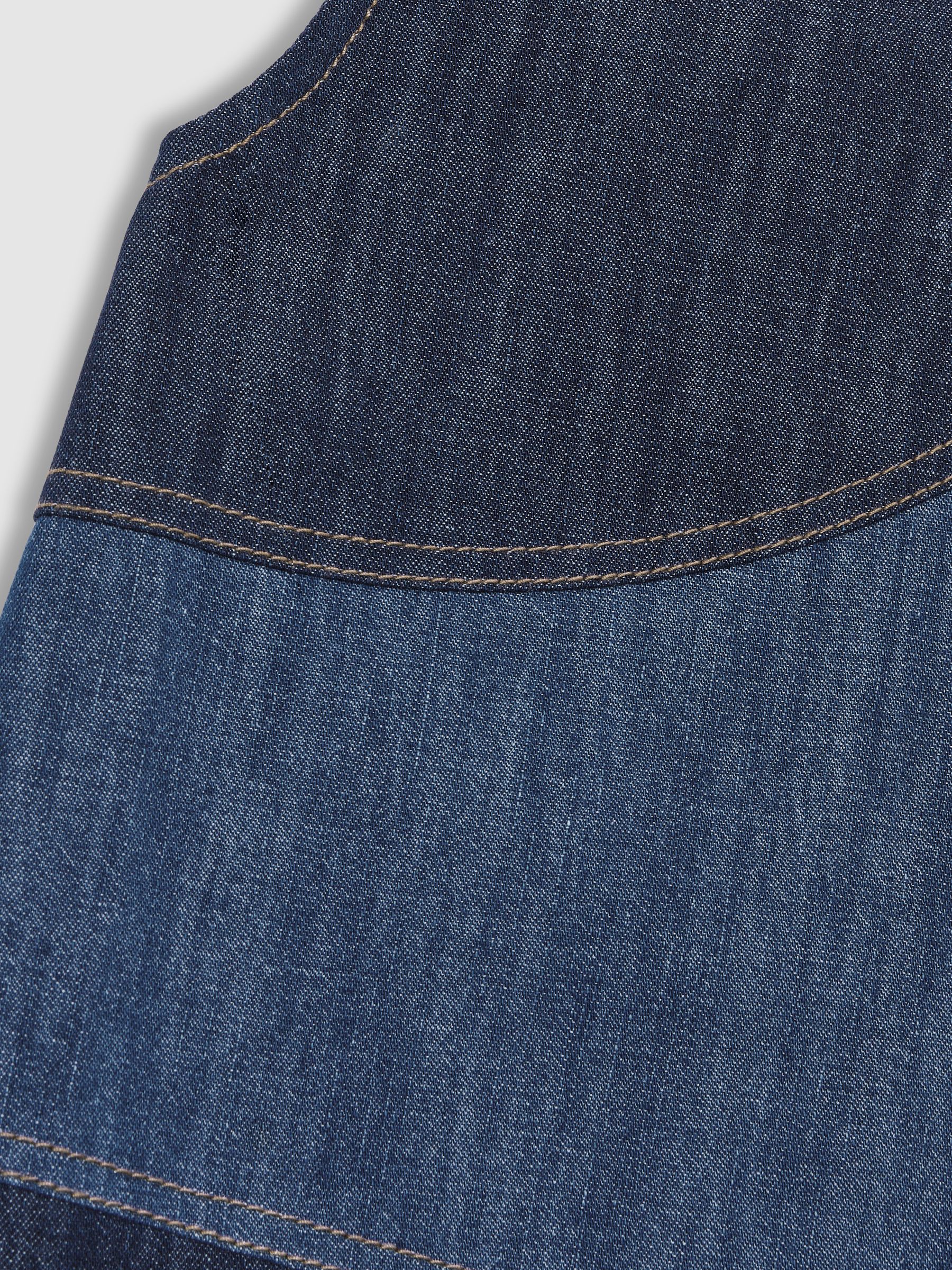 13-14 yrs Patchwork Chambray Midi Dress in Blue - Image 4 of 4