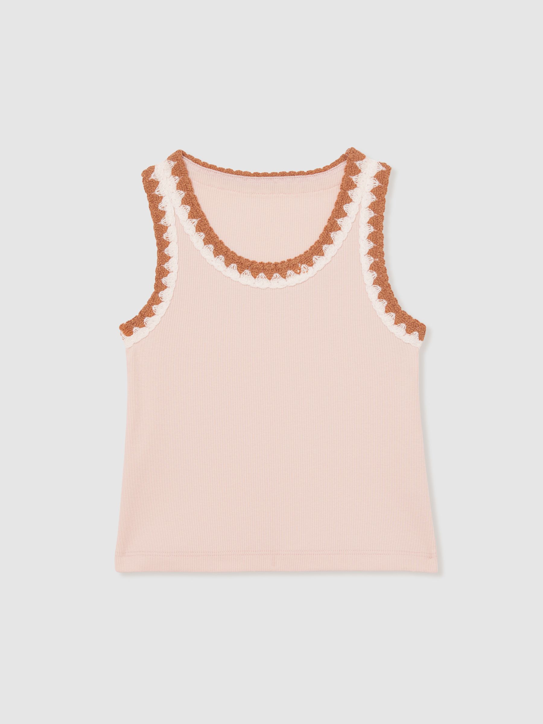 4-9 yrs Cotton Crochet-Trim Vest in Pink - Image 2 of 4