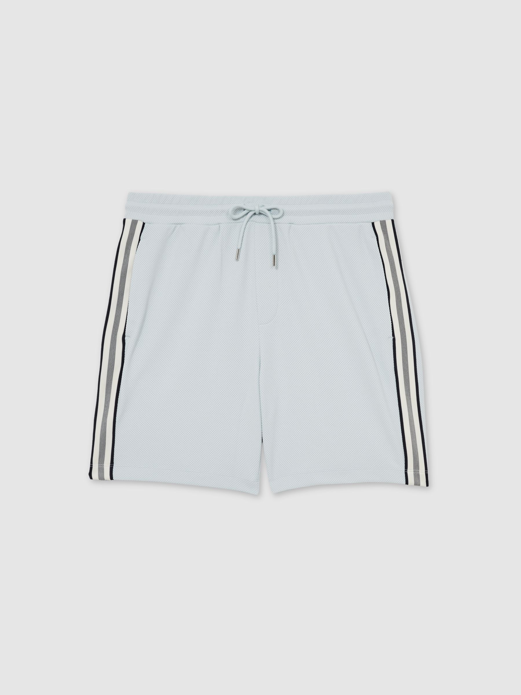 Textured Tape Drawstring Shorts in Ice Blue - Image 2 of 6