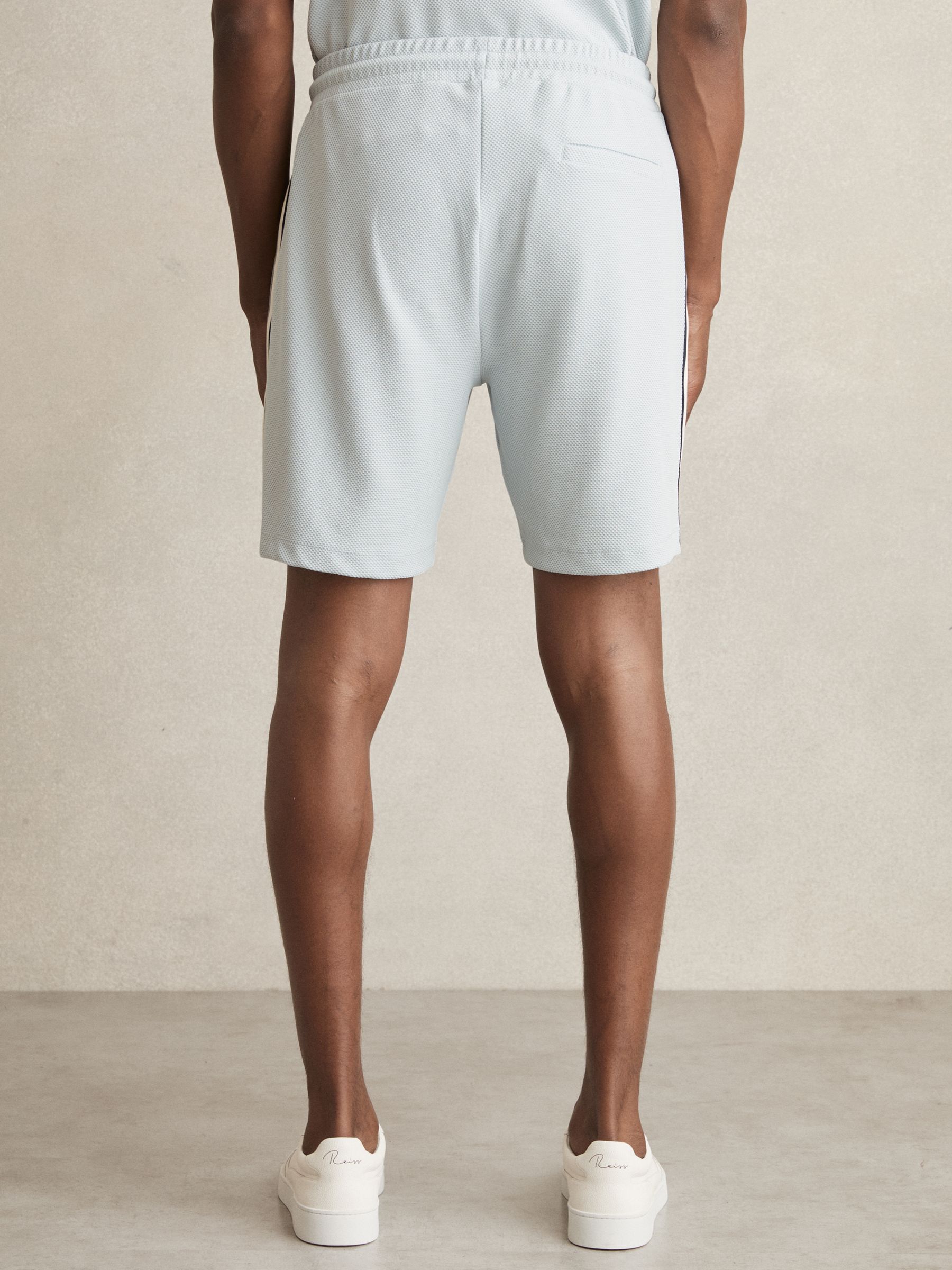 Textured Tape Drawstring Shorts in Ice Blue - image 5