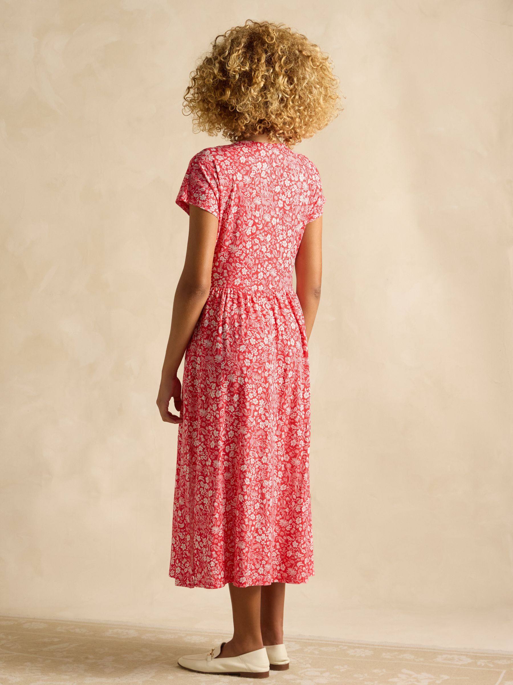Nia Red V-Neck Dress - Image 2 of 6