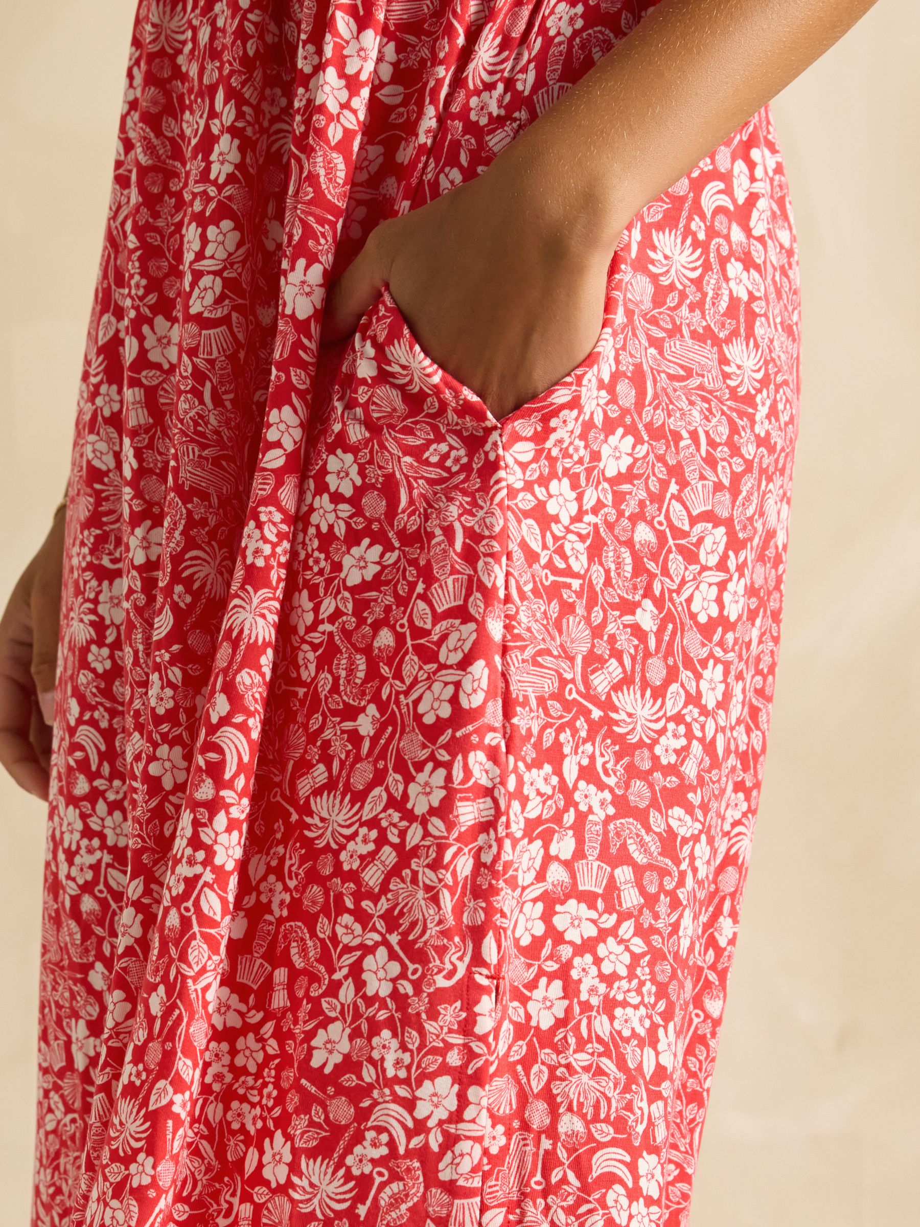 Nia Red V-Neck Dress - Image 5 of 6