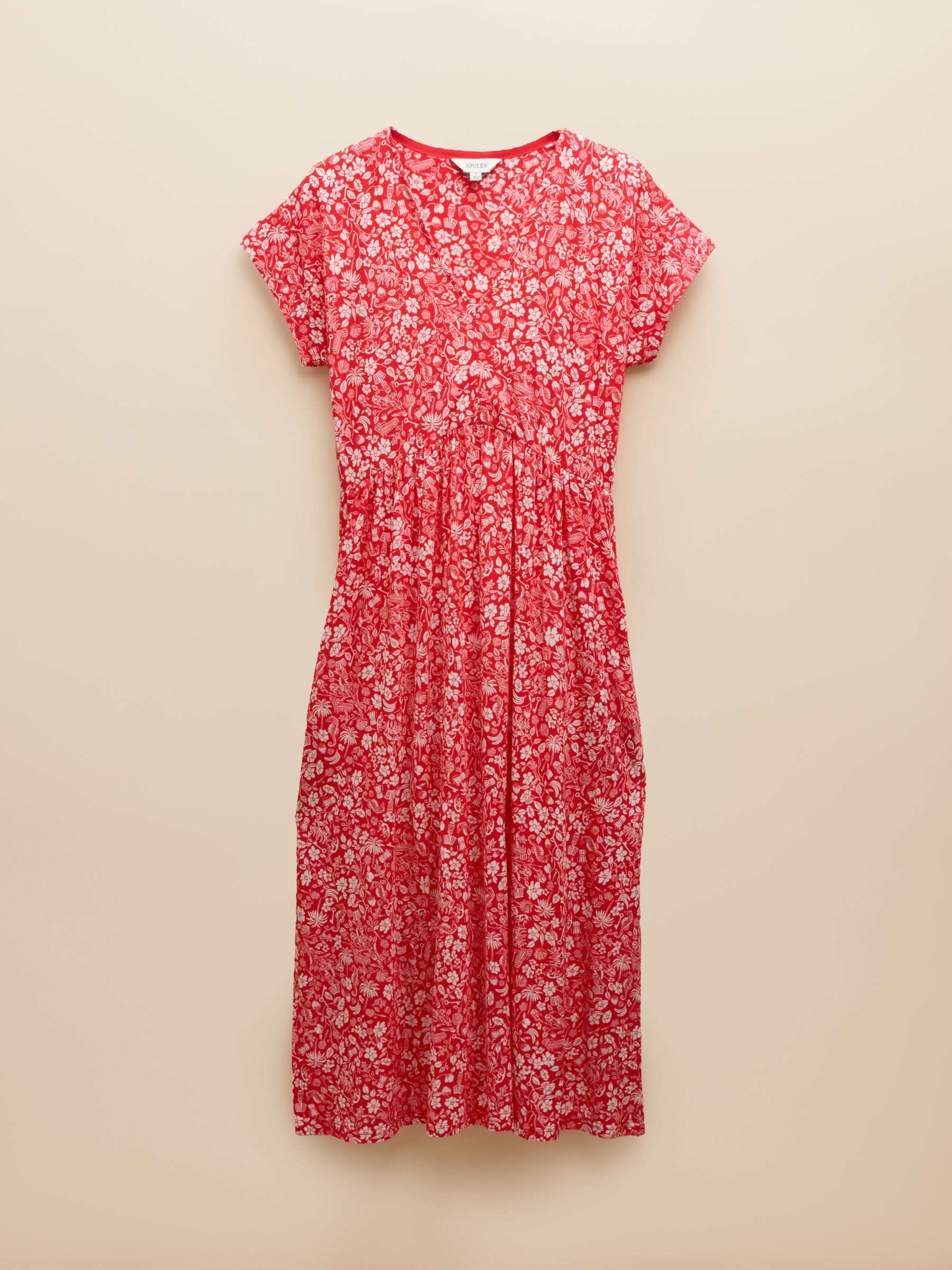 Nia Red V-Neck Dress - Image 6 of 6