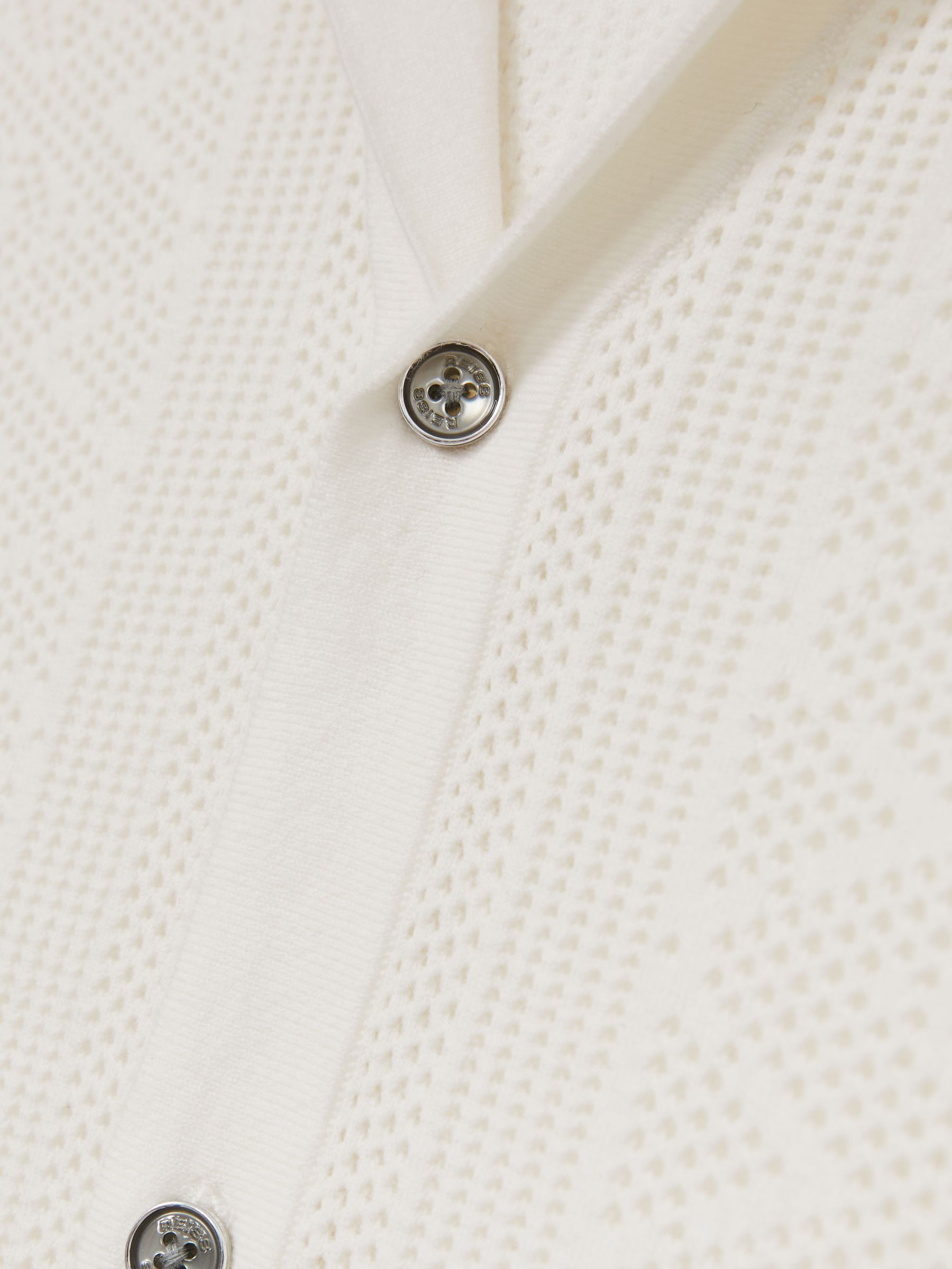 Textured Knit Short Sleeve Shirt in White - Image 5 of 5