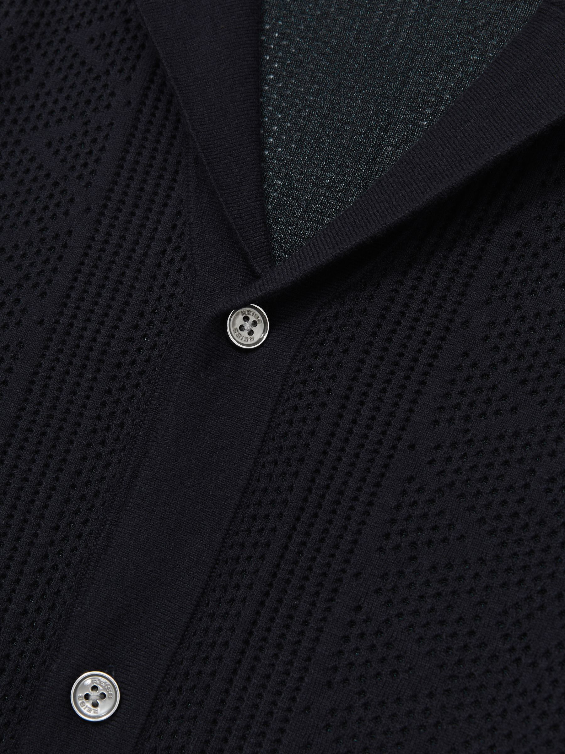 Textured Knit Short Sleeve Shirt in Navy - Image 6 of 6