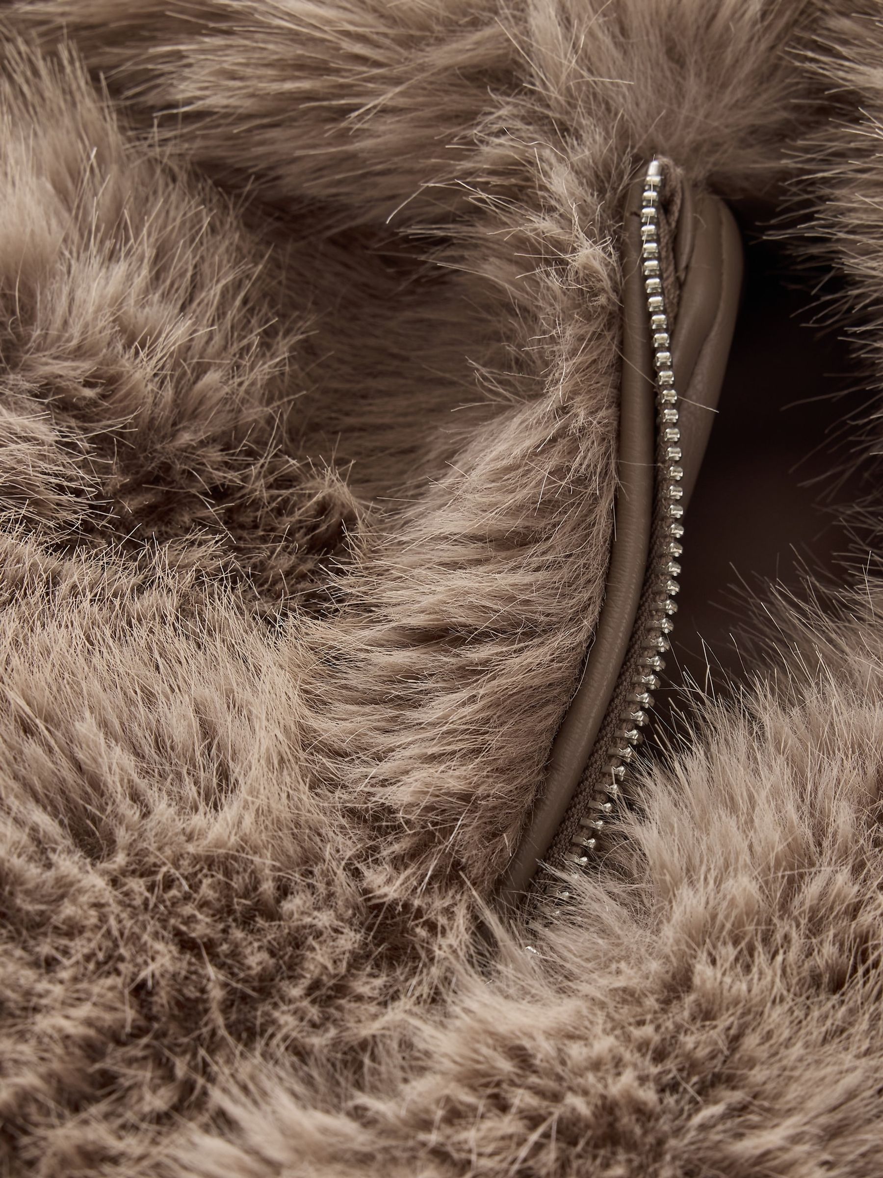 Beige Cropped Faux Fur Jacket - Image 5 of 7