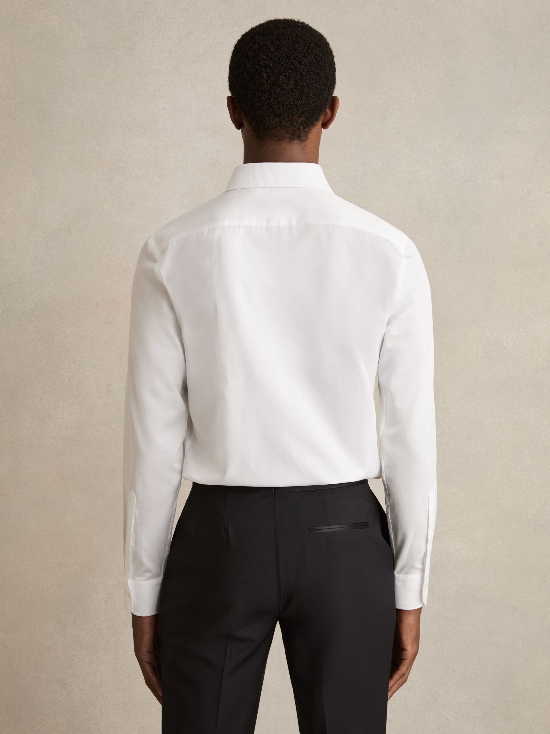 Regular Fit Slim Fit Cotton Marcella Tuxedo Shirt in White - Image 6 of 9