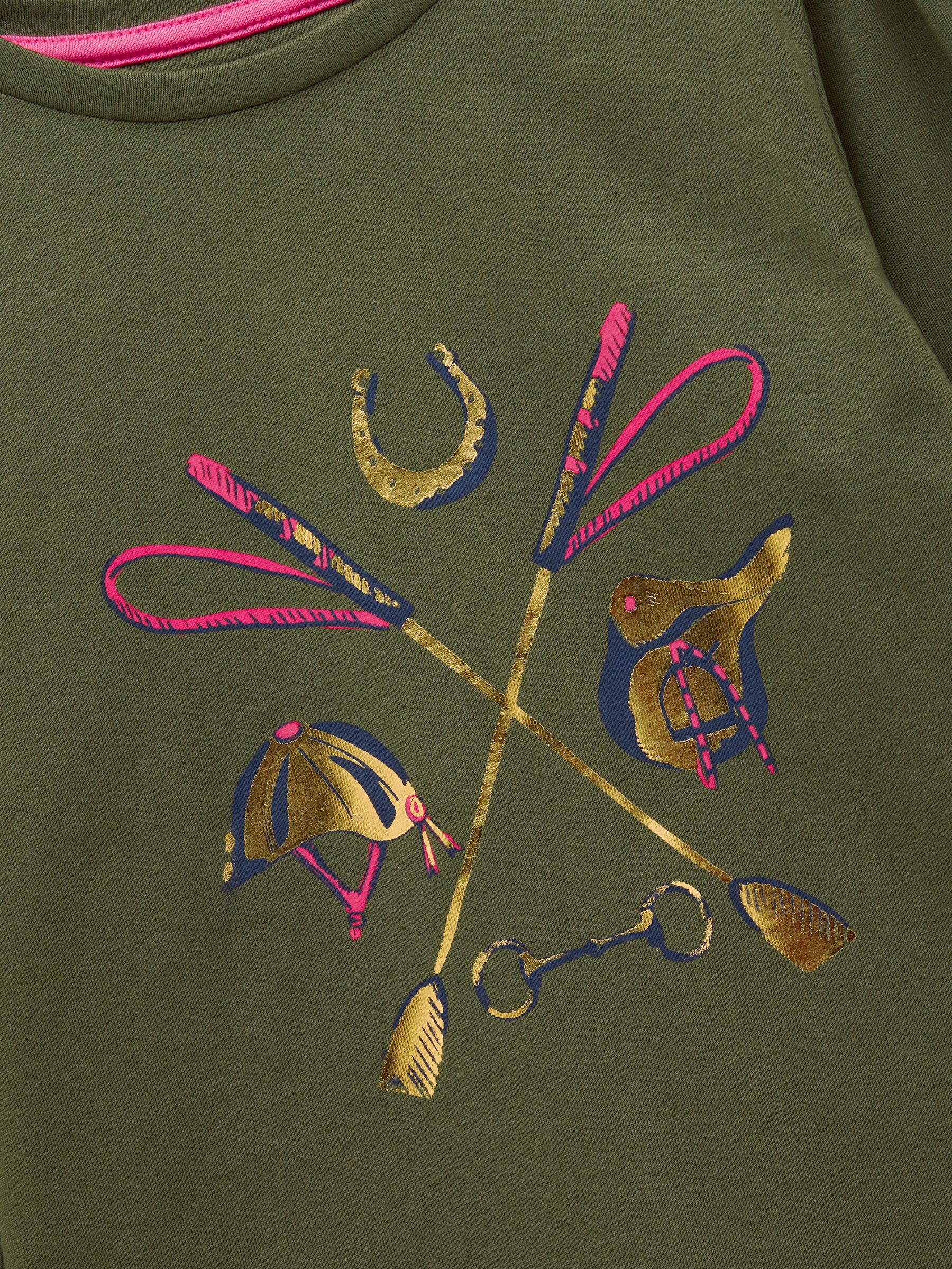 Girls' Khaki Print & Navy Stripe Long Sleeve Top 2 Pack - Image 10 of 11