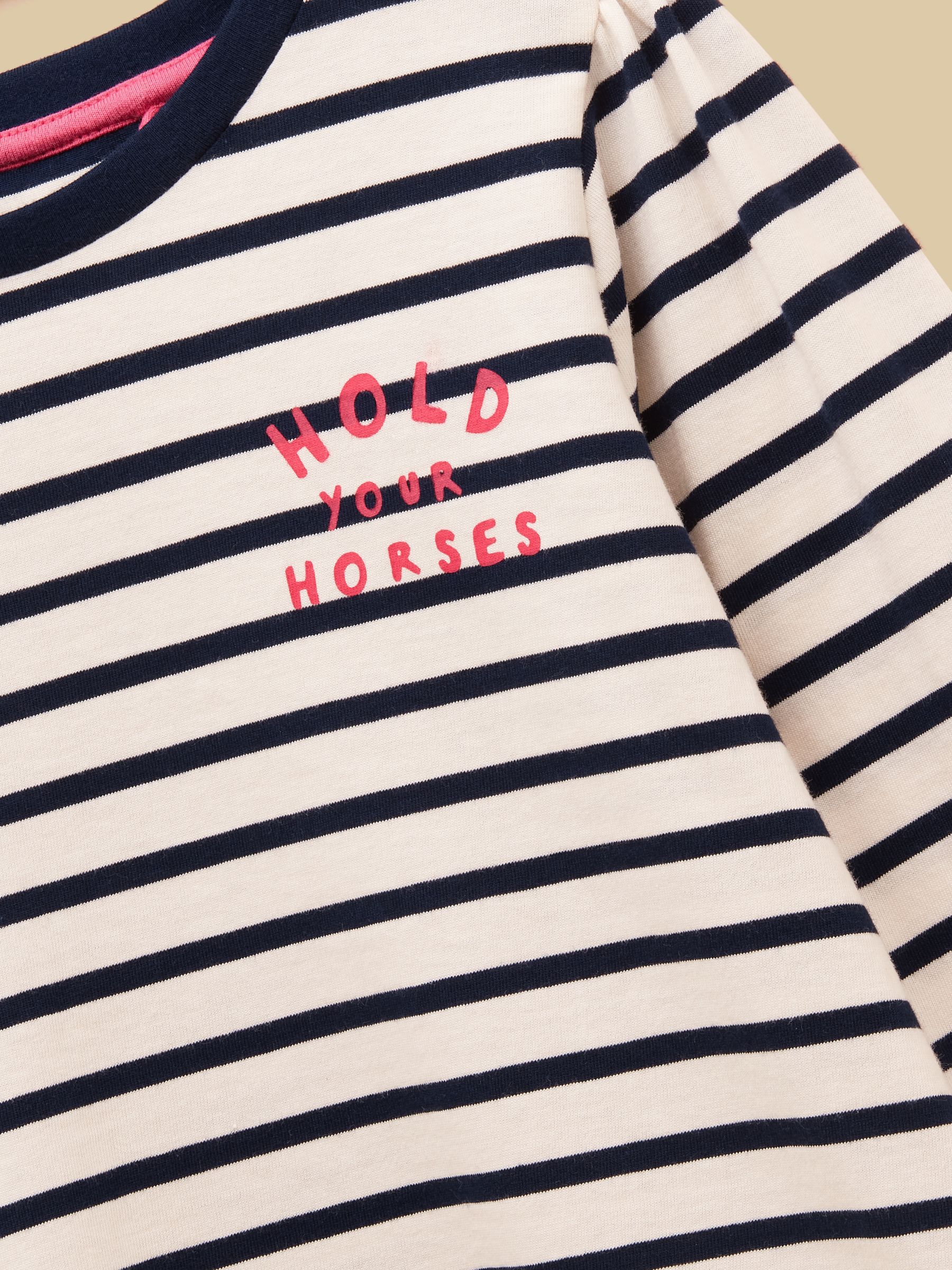 Girls' Khaki Print & Navy Stripe Long Sleeve Top 2 Pack - Image 4 of 11