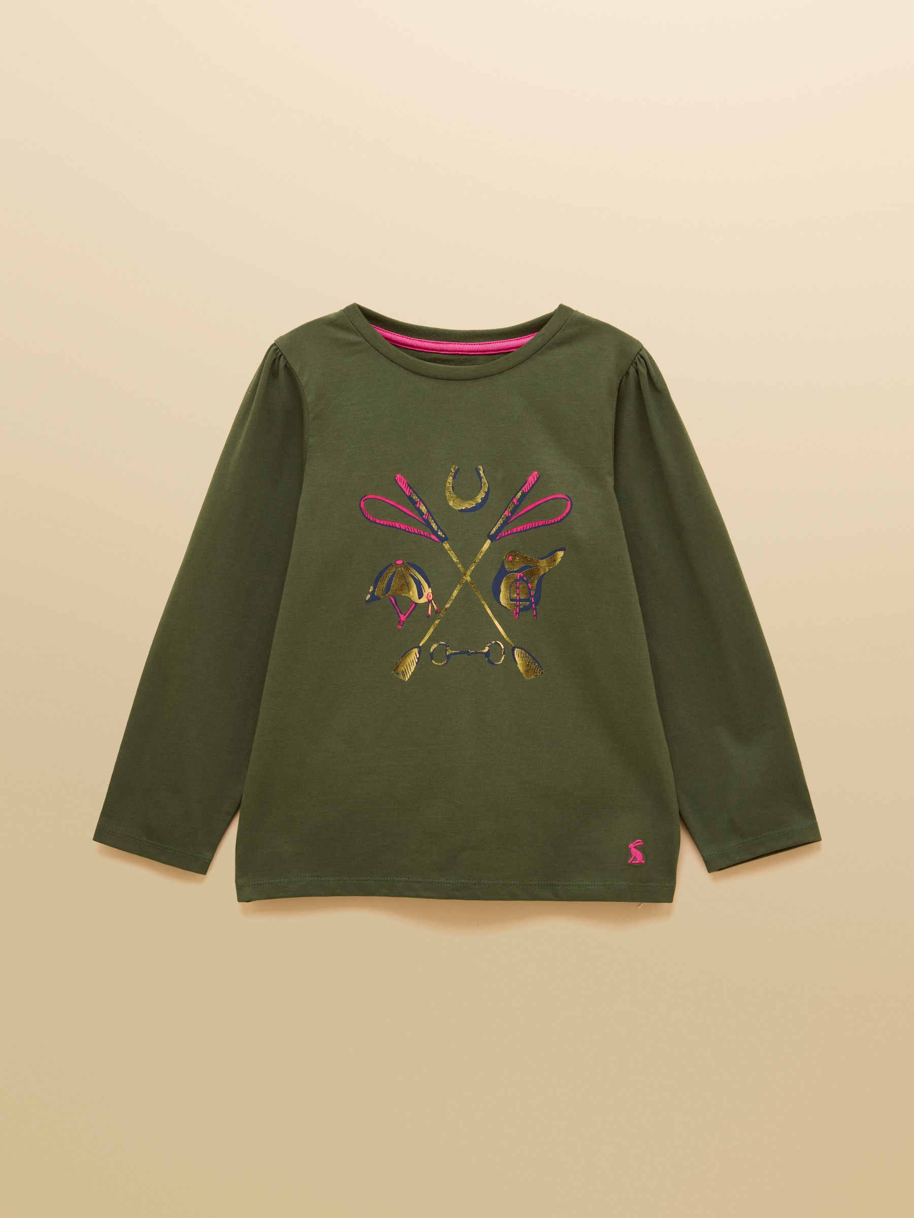 Girls' Khaki Print & Navy Stripe Long Sleeve Top 2 Pack - Image 7 of 11