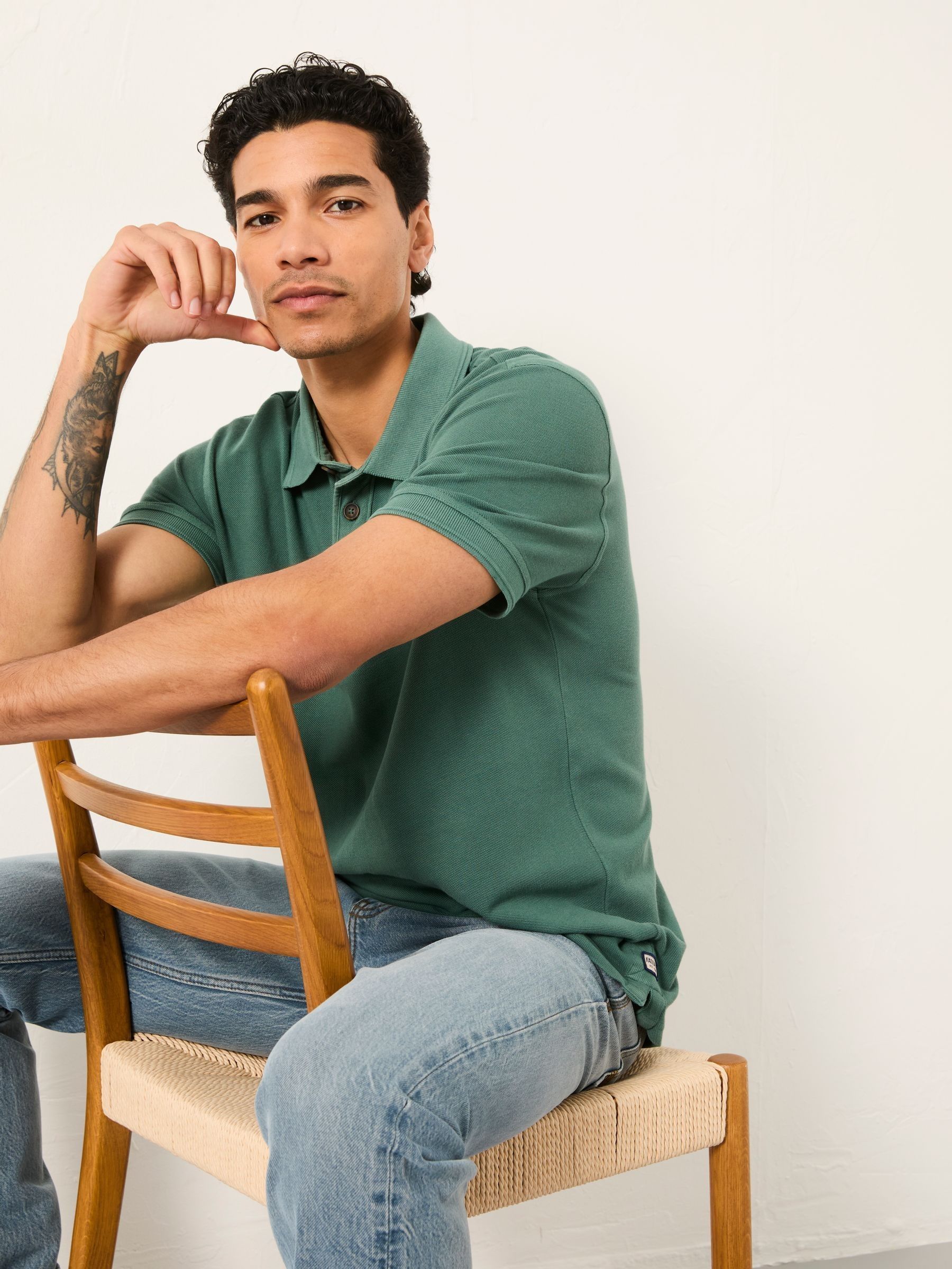 Emerald Green Short Sleeve Pique Polo - Image 4 of 6