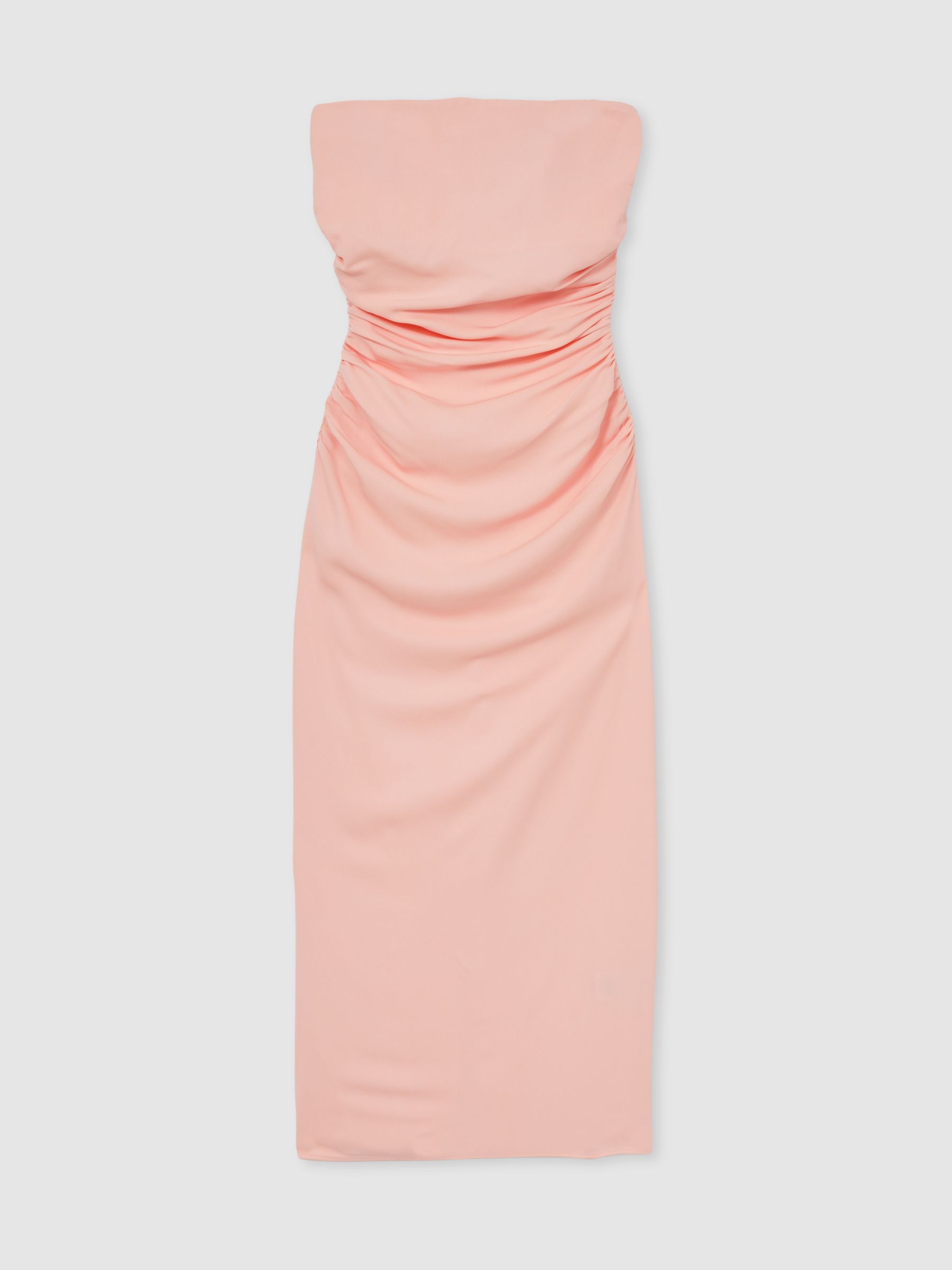 Ruched Strapless Bodycon Dress in Pink - Image 2 of 5