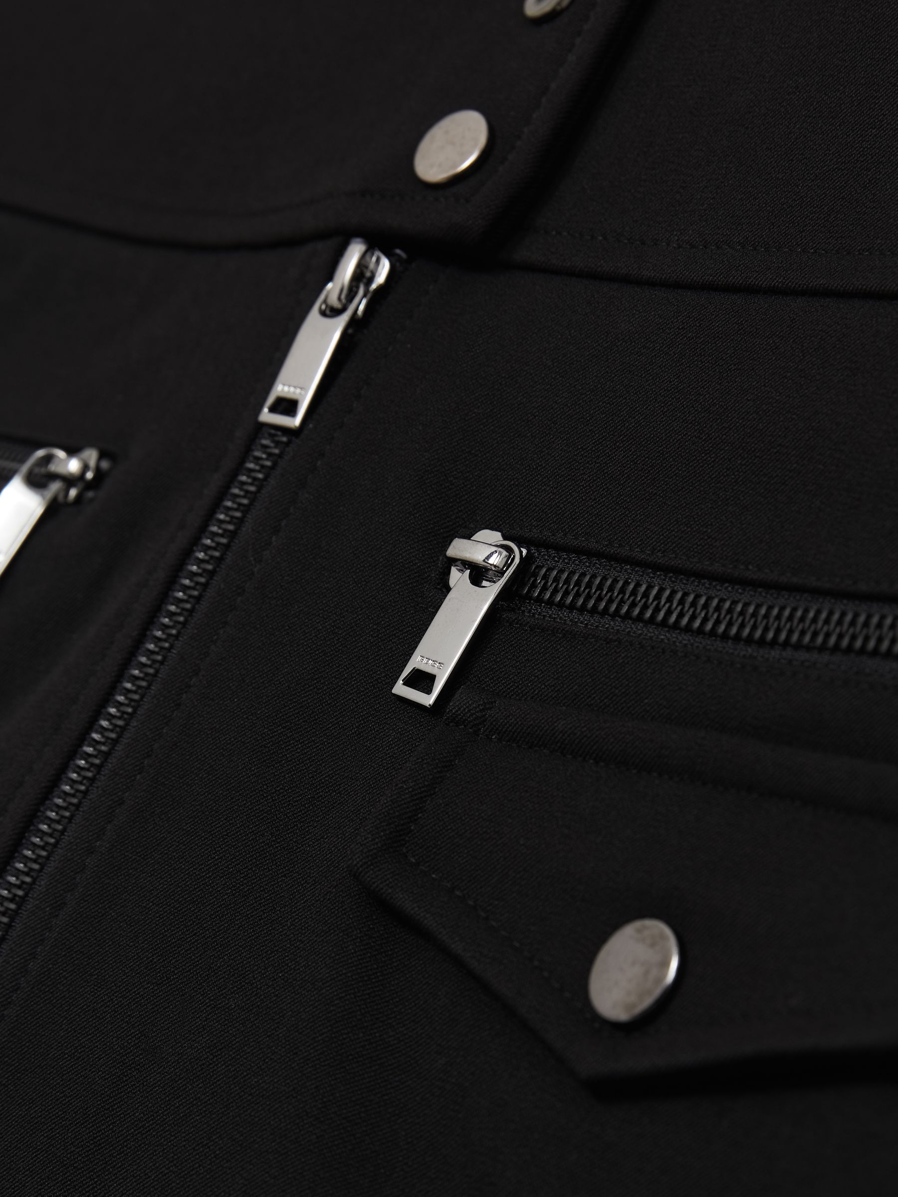 Zip-Through Ponte Mini Skirt in Black - Image 6 of 6