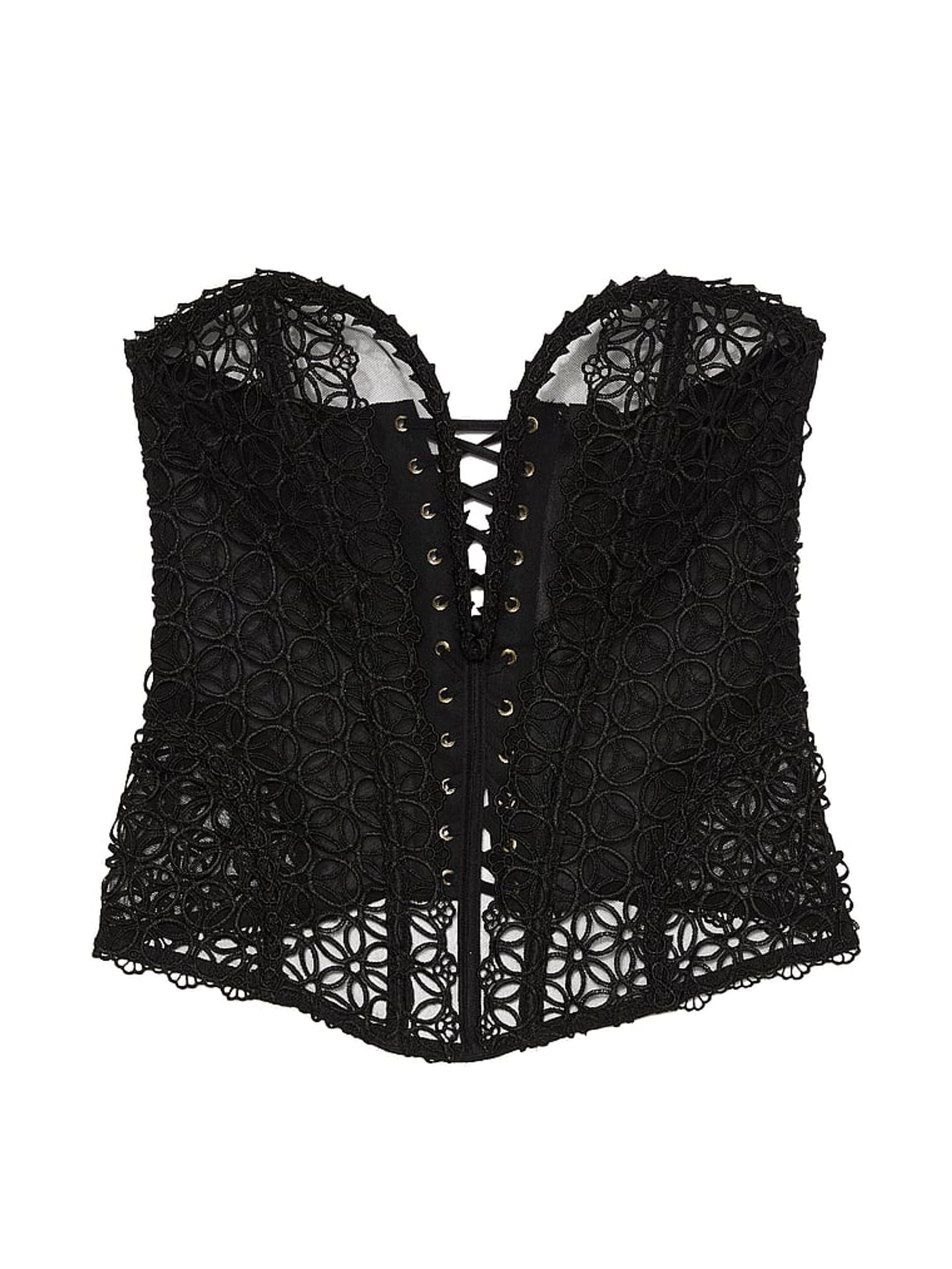 Black Geo Daisy Lace Corset Top - Image 3 of 3
