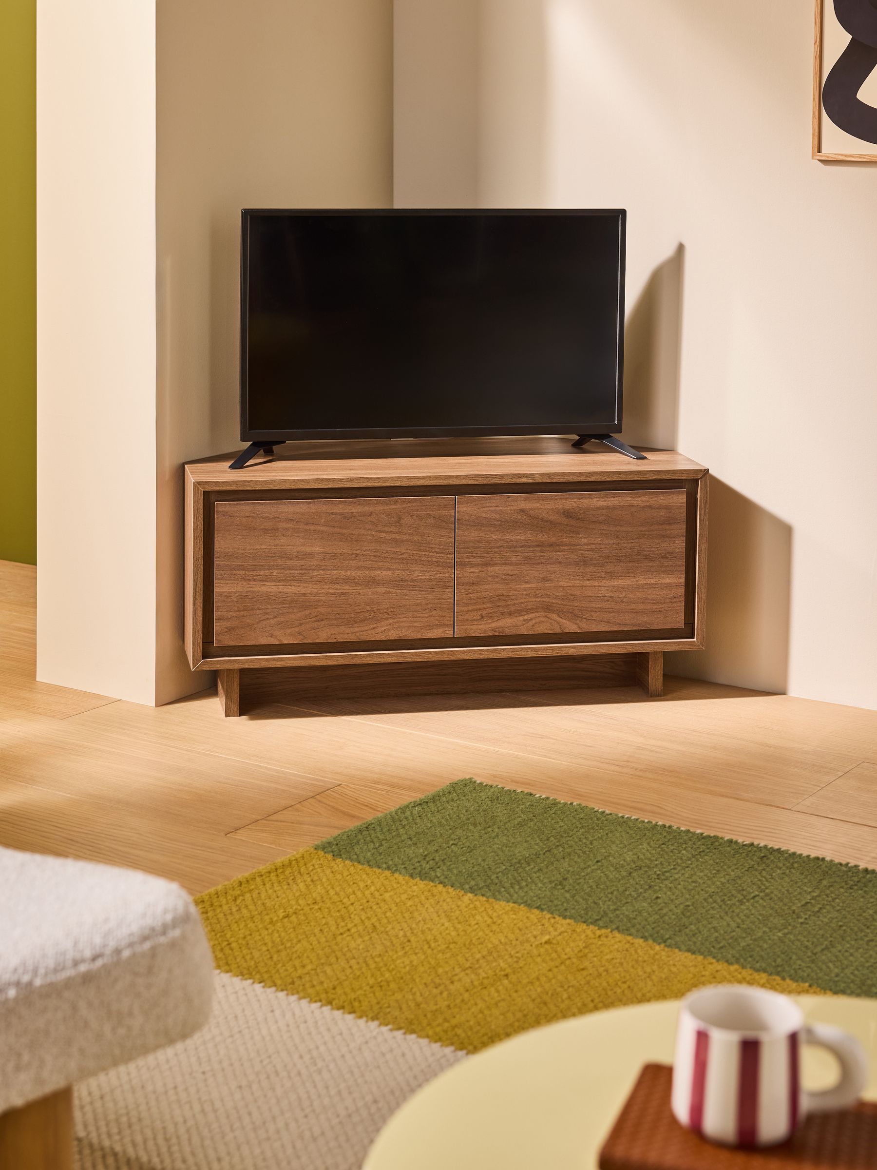 Kaci Corner Up to 50 Inch TV Unit in Dark Walnut Effect - Image 2 of 7
