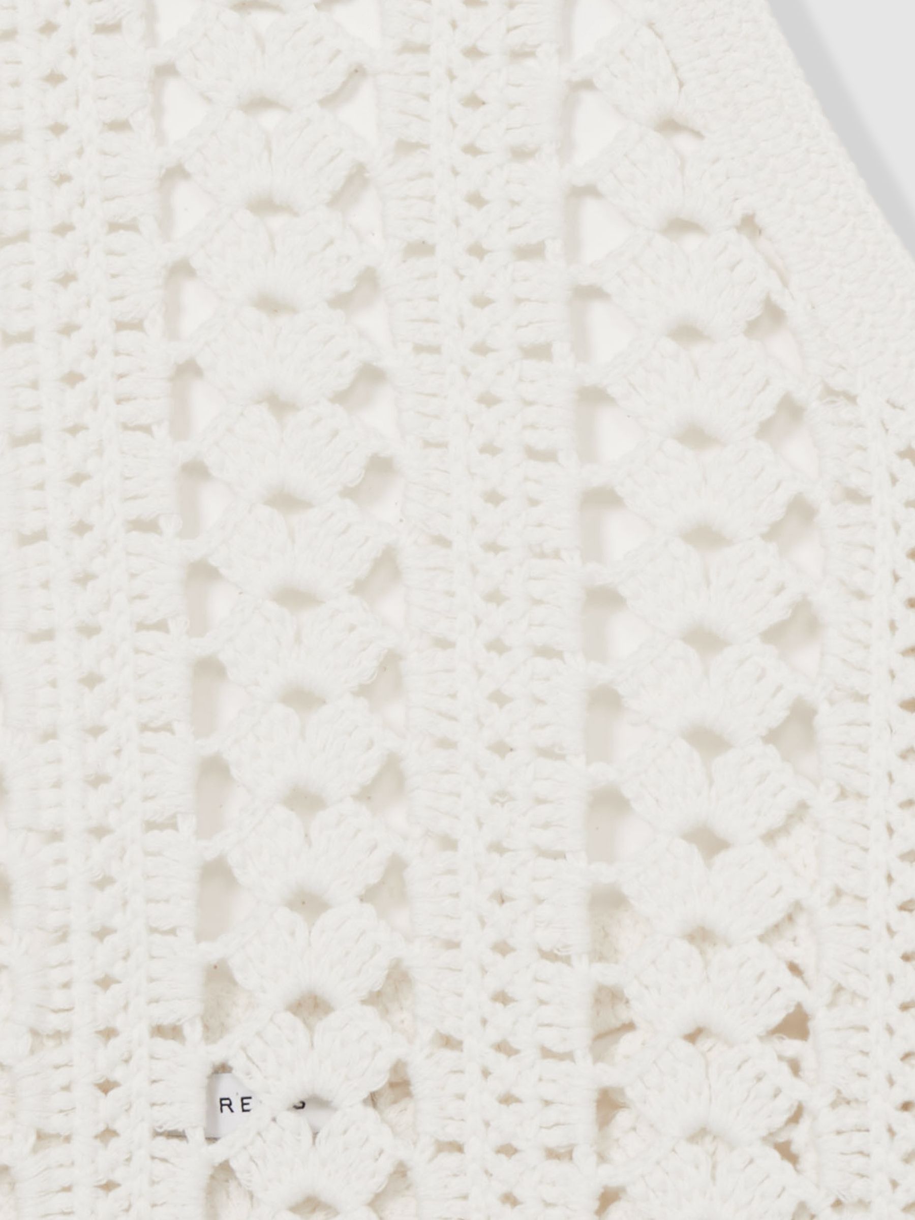 Cotton Crochet Halterneck Vest Top in White - Image 6 of 6
