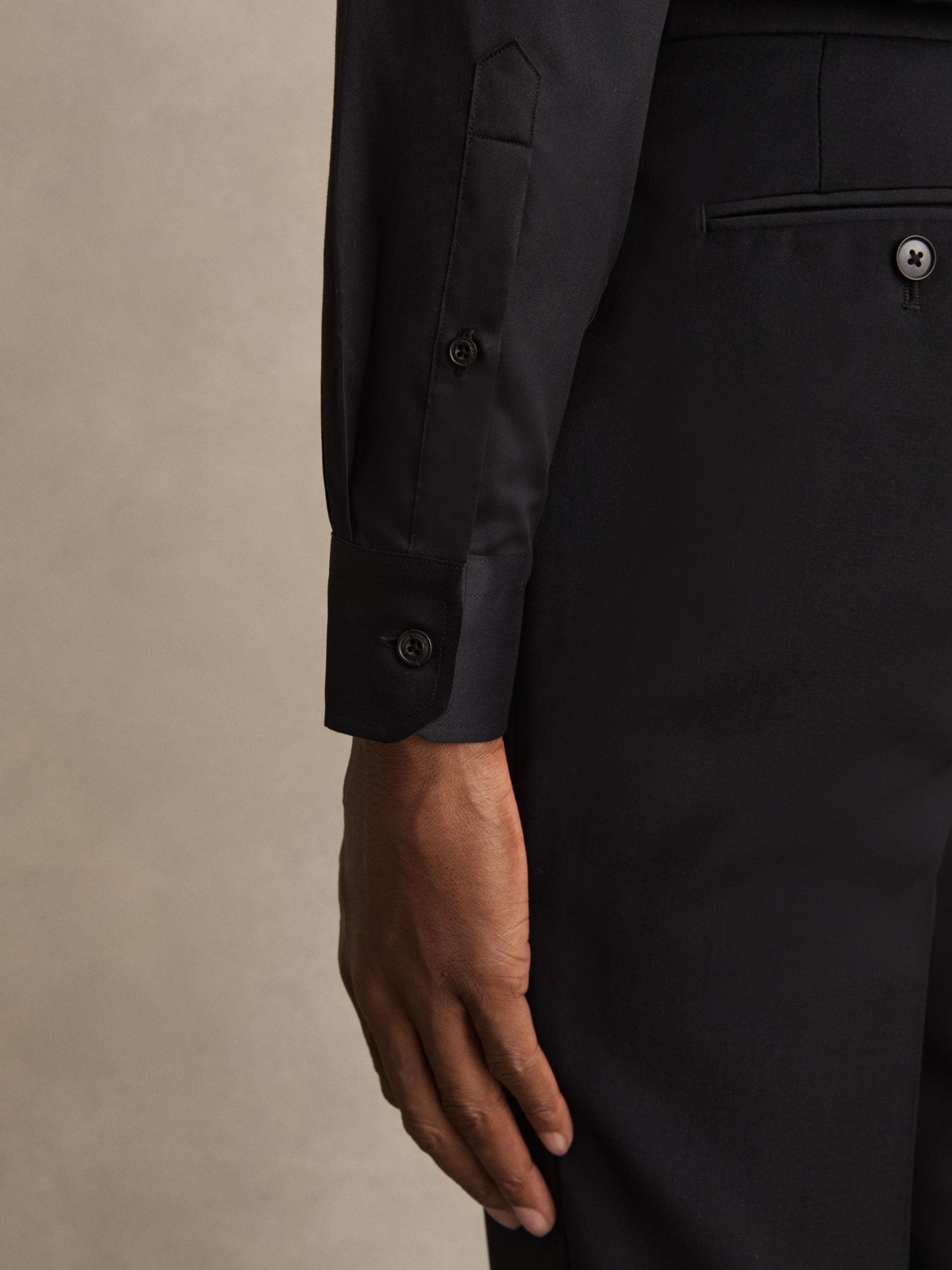 Cotton-Twill Two-Fold Shirt in Black - Image 3 of 7