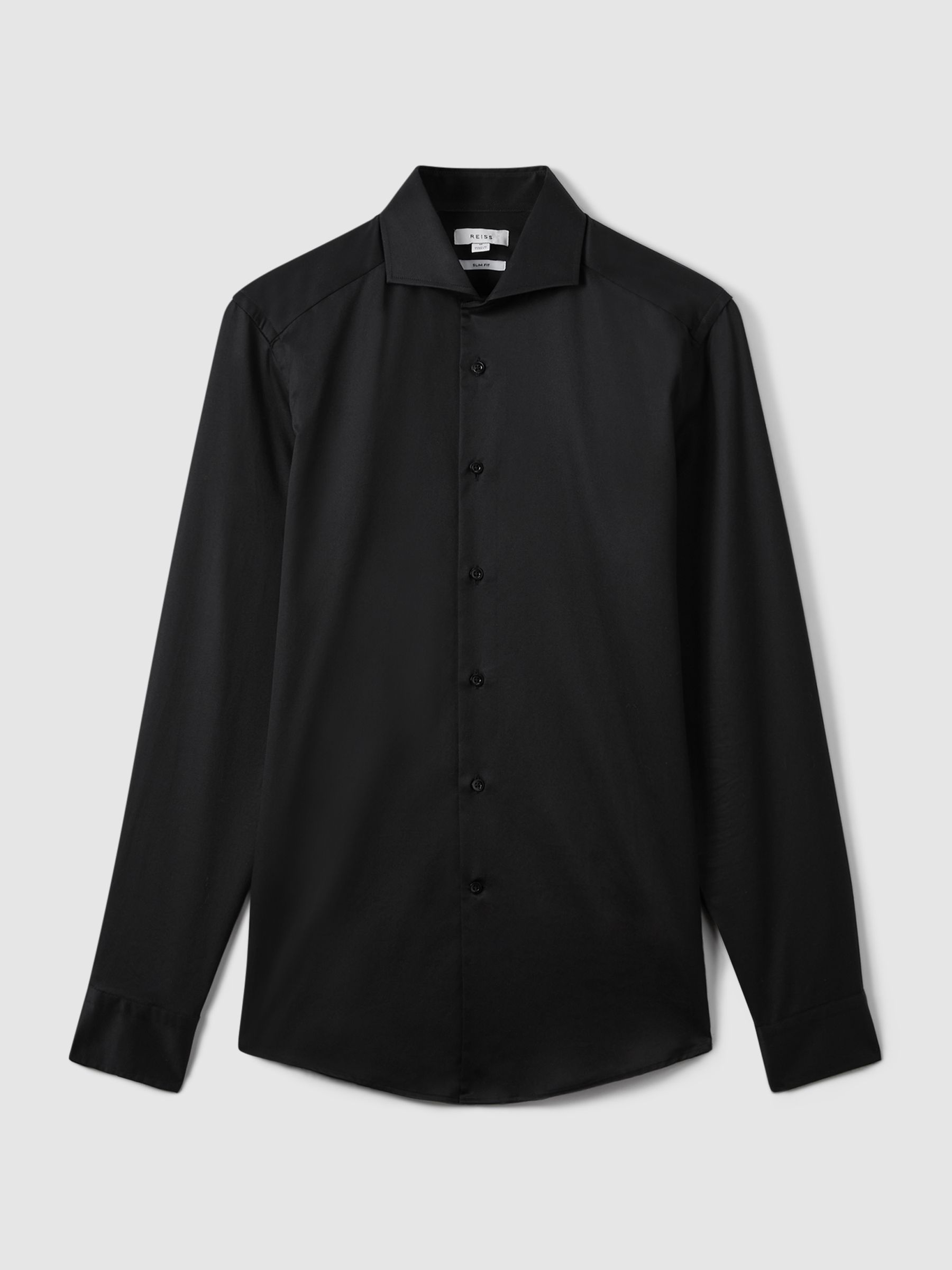 Regular Fit Cotton-Twill Two-Fold Shirt in Black - image 2
