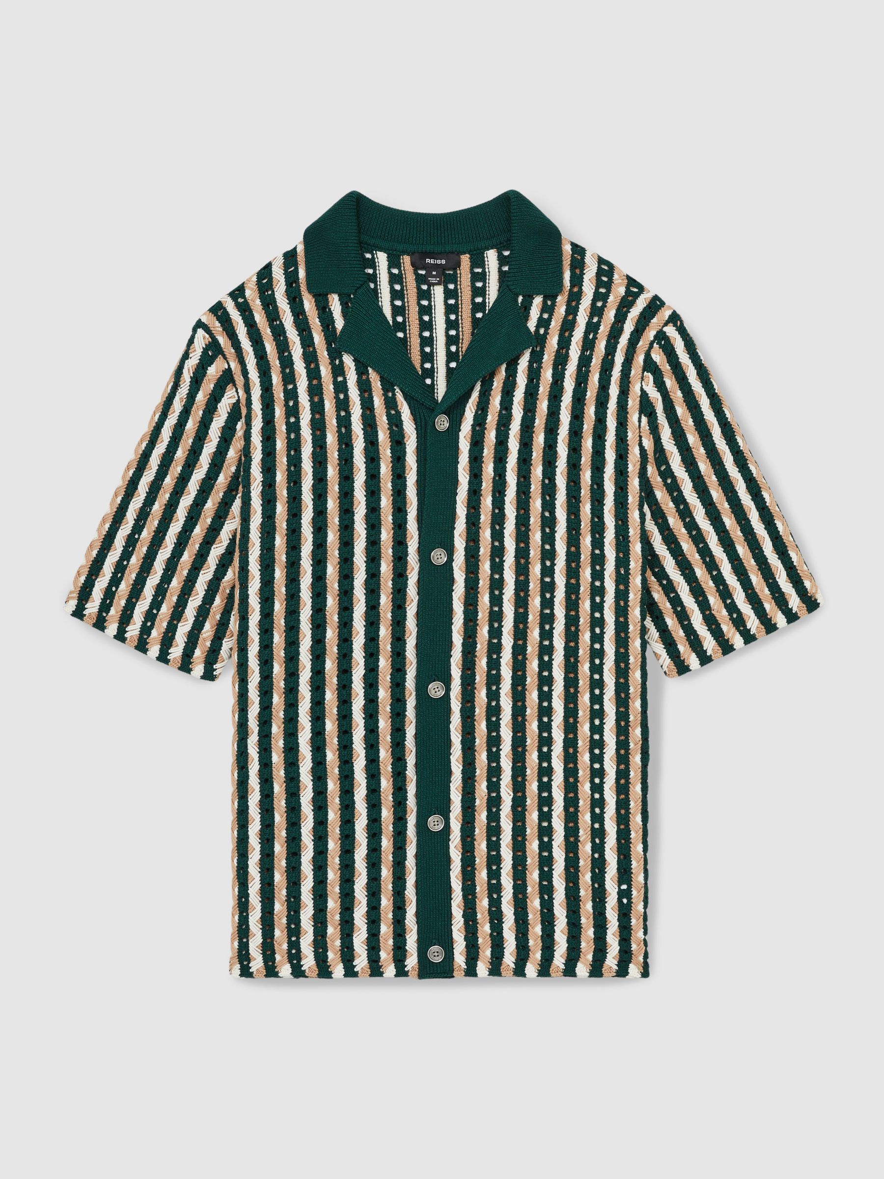 Textured Knit Cuban Collar Shirt in Green - Image 2 of 6