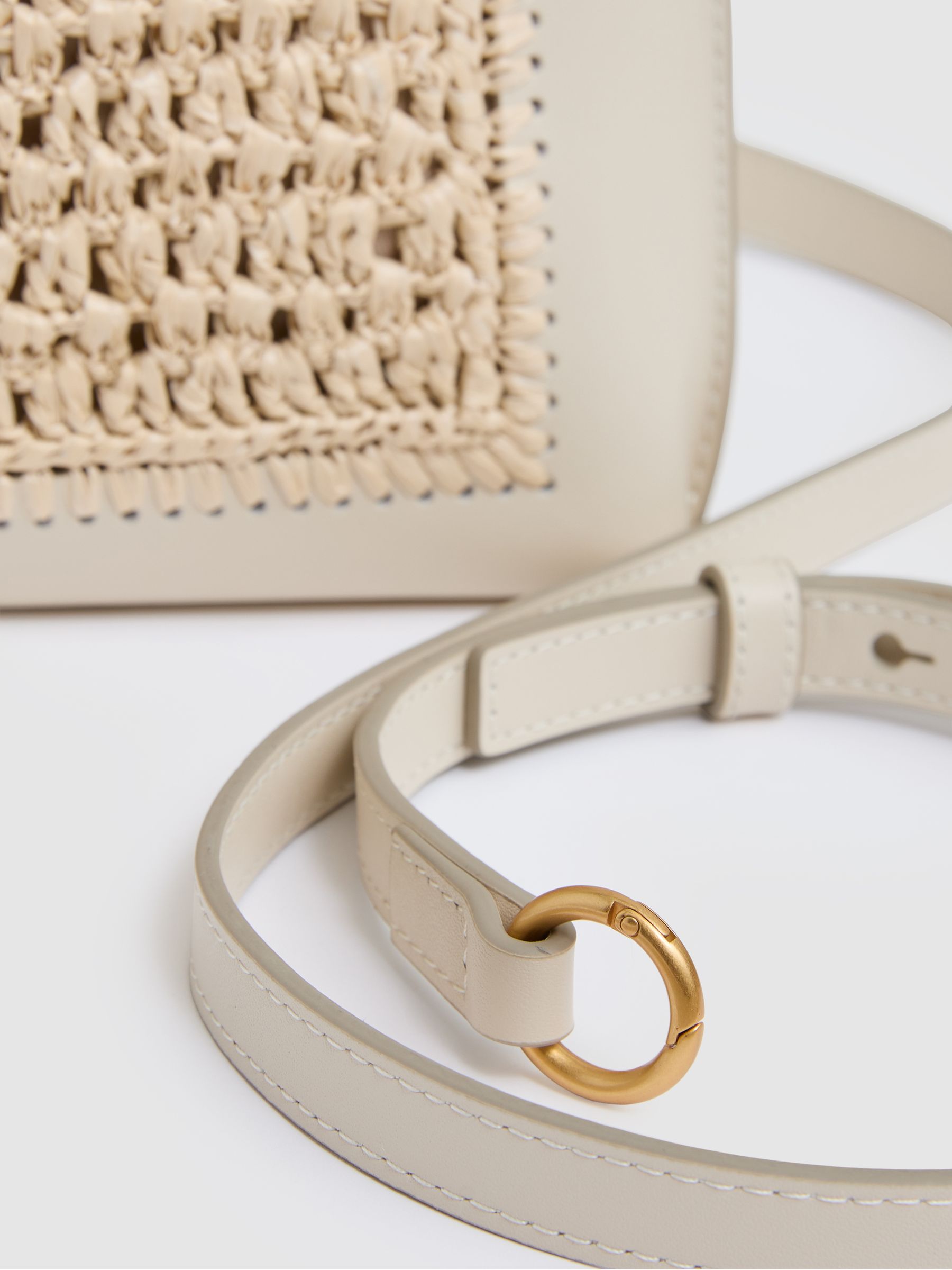 Raffia Leather Cross-Body Bag in Off White - Image 5 of 5