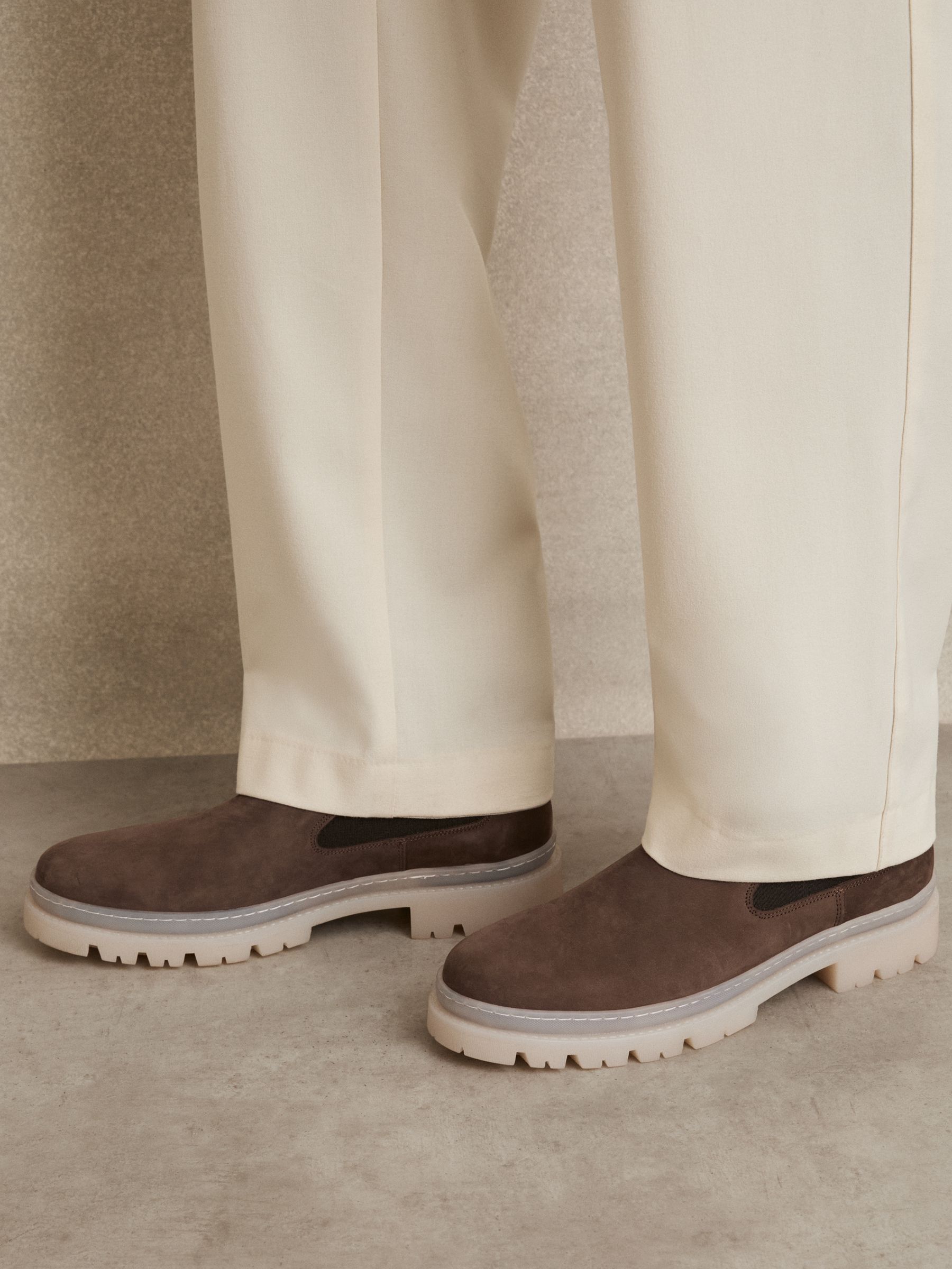 Suede Contrast Sole Chelsea Boots in Brown - image 4