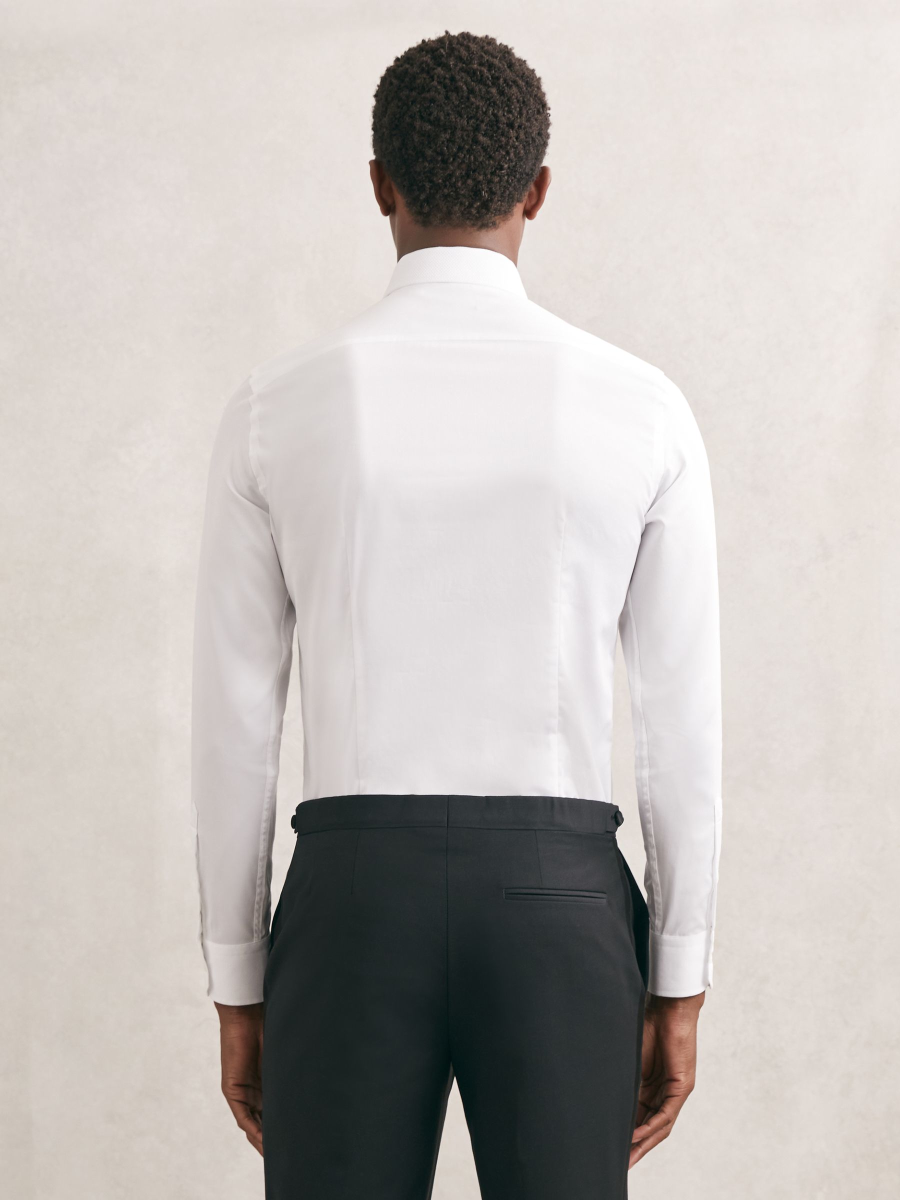 Slim Fit Cotton Dinner Shirt in White - image 5