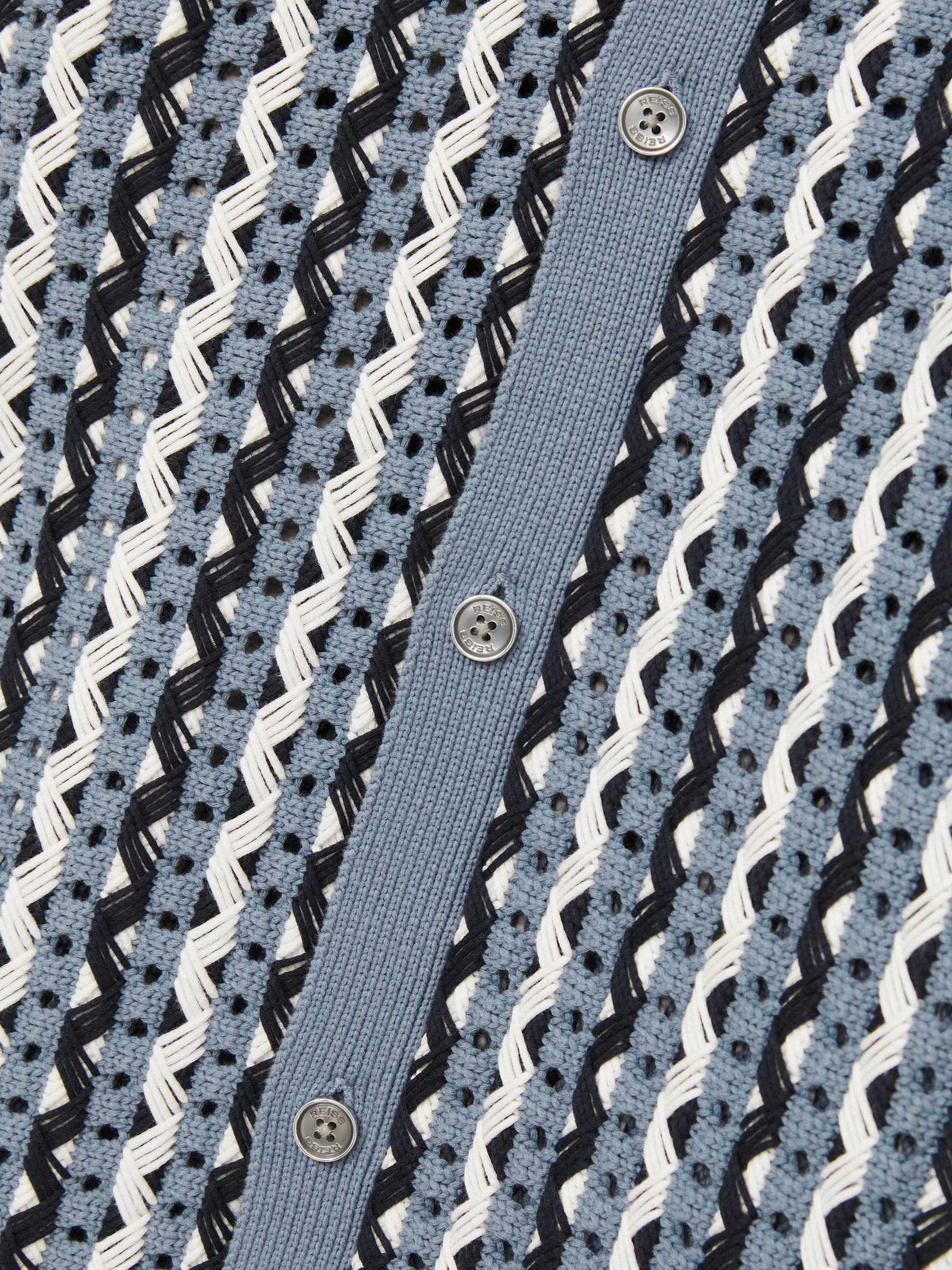 Textured Knit Cuban Collar Shirt in Airforce Blue - Image 6 of 6