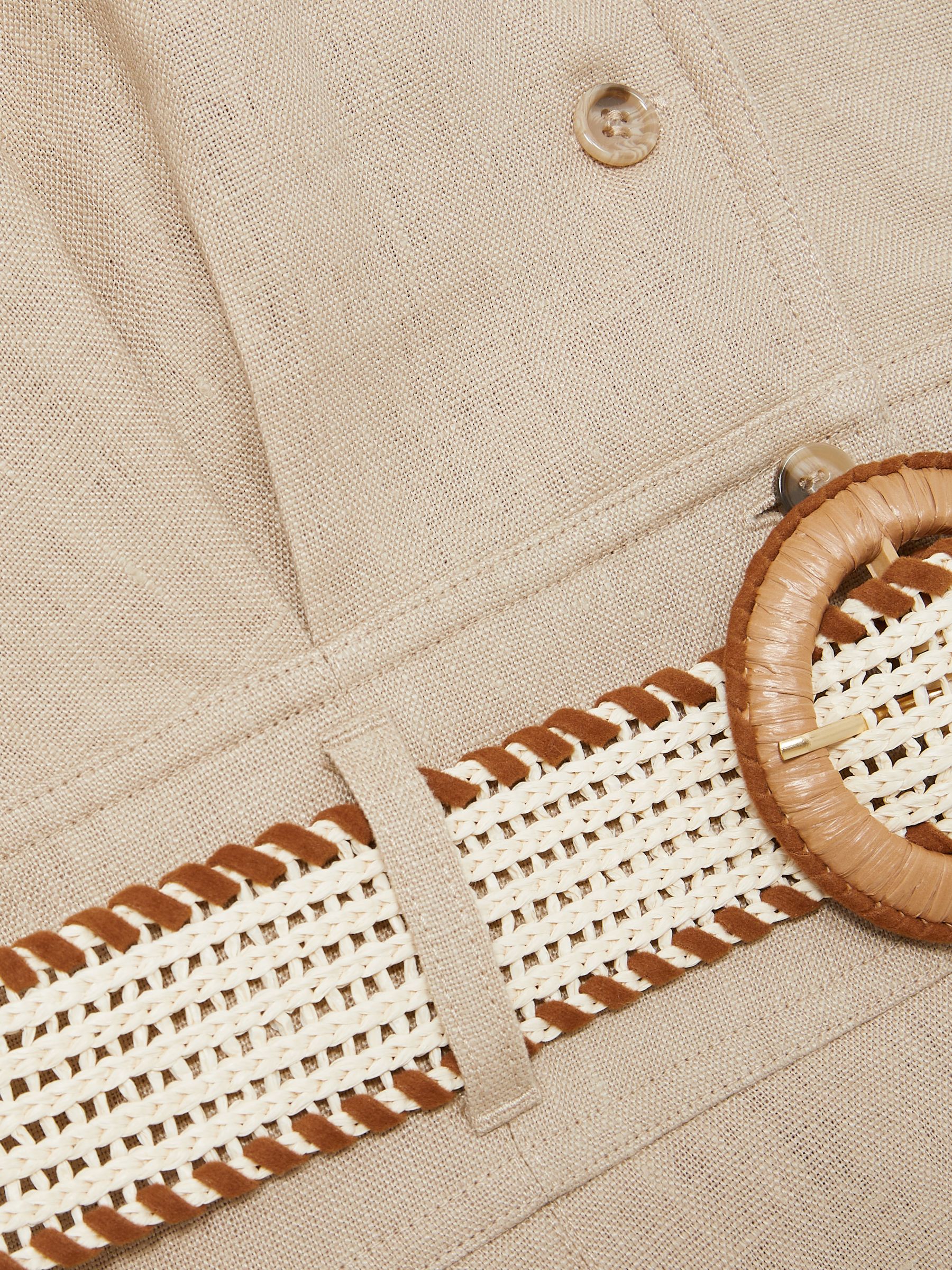 Linen Belted Sleeveless Midi Dress in Neutral - Image 6 of 6