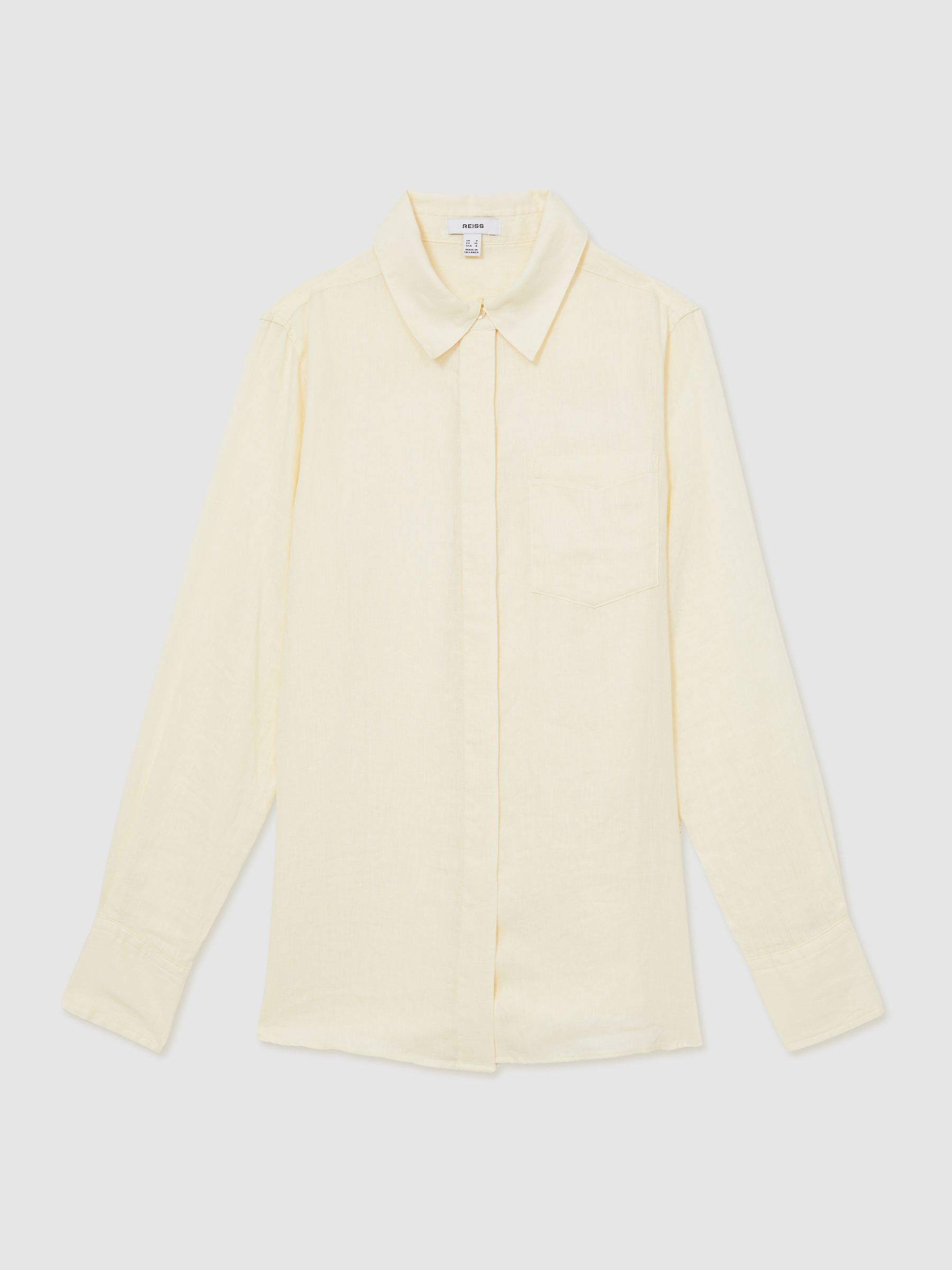 Linen Button-Through Shirt in Pale Yellow - Image 2 of 6